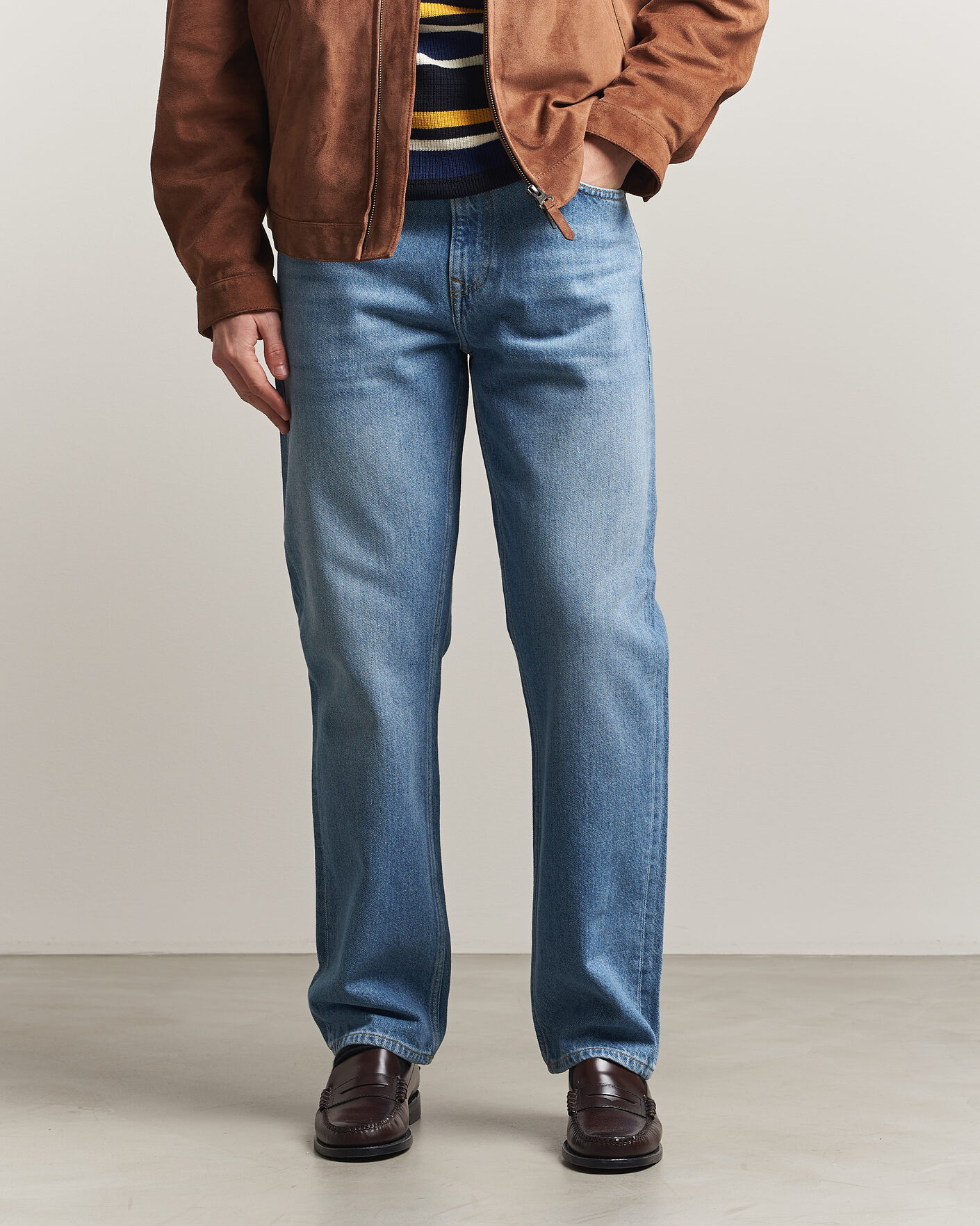 Herre | Bukser | Gant | Straight Fit Jeans Semi Light Blue Worn In
