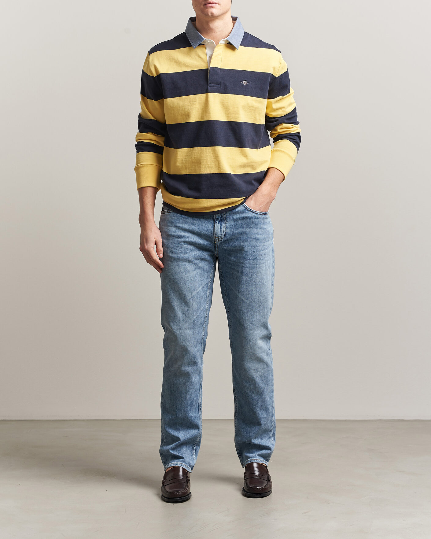 Herre | Jeans | Gant | Regular Fit Jeans Semi Light Blue Worn In