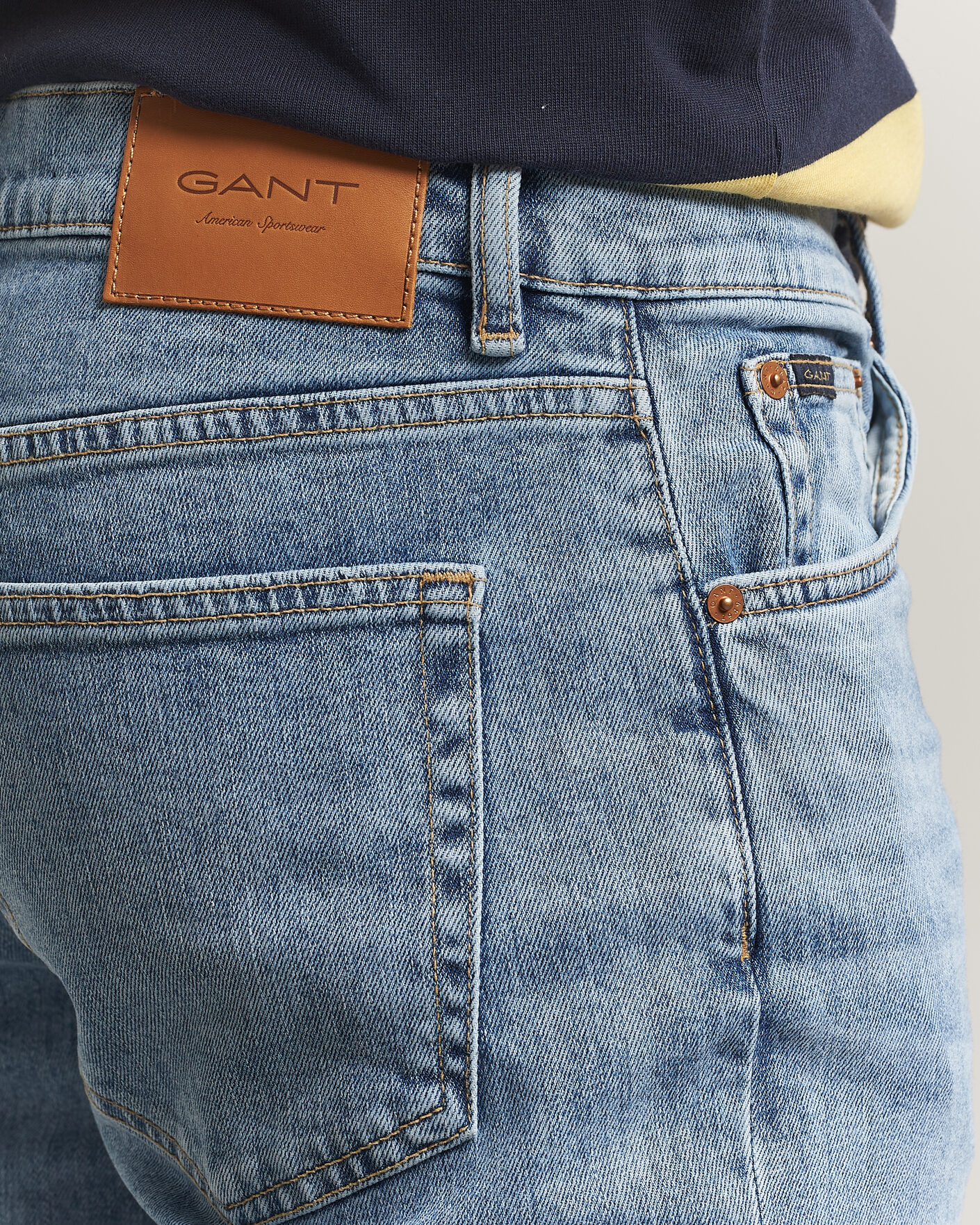 Herre | Jeans | Gant | Regular Fit Jeans Semi Light Blue Worn In