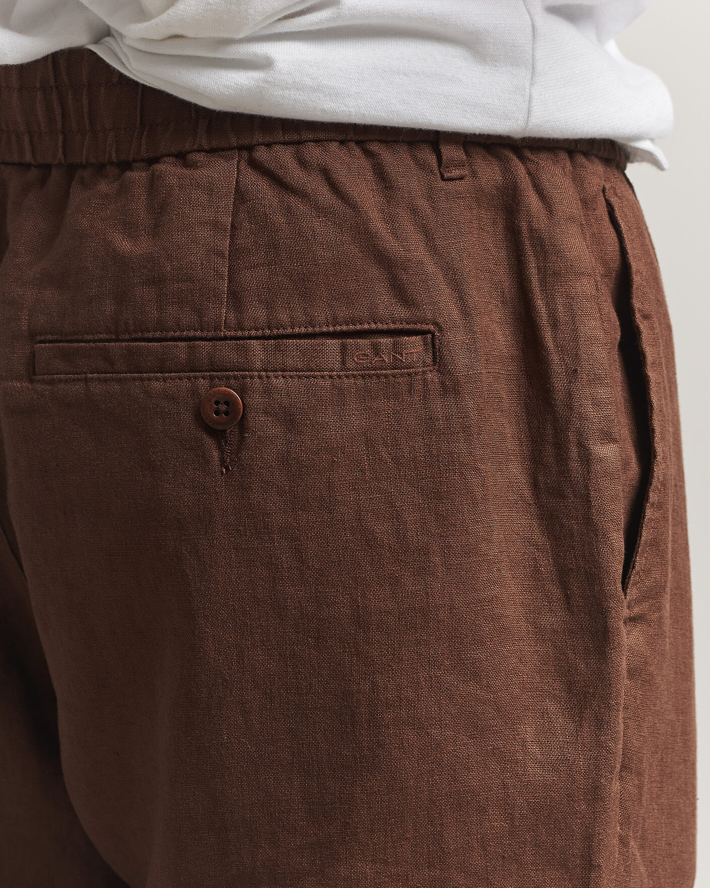 Herre | Bukser | Gant | Regular Fit Linen Drawstring Pants Mahogany Brown