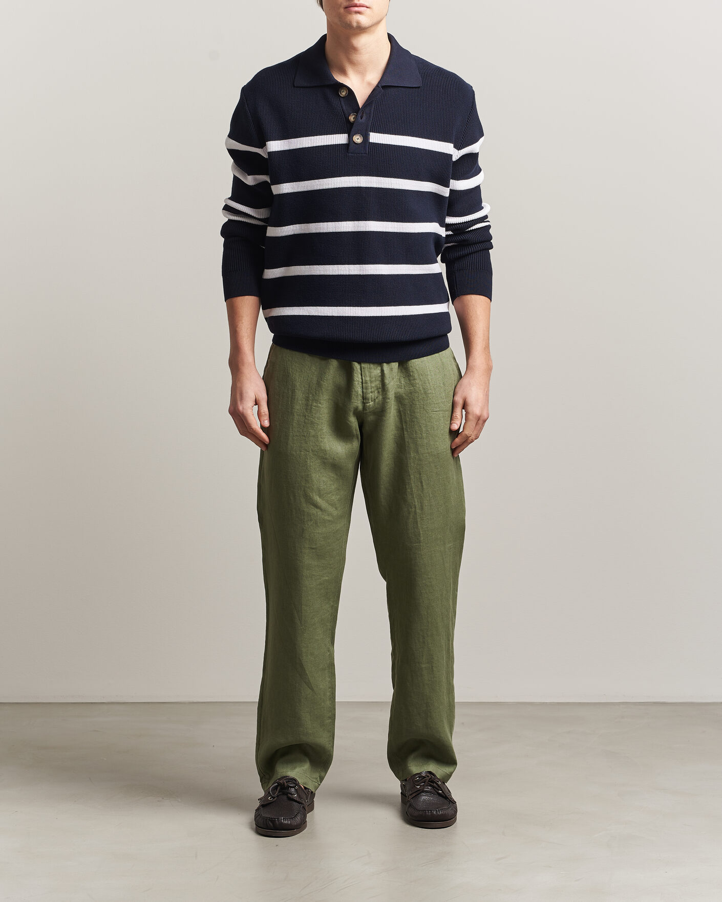 Herre | Bukser | Gant | Regular Fit Linen Drawstring Pants Dry Herb Green