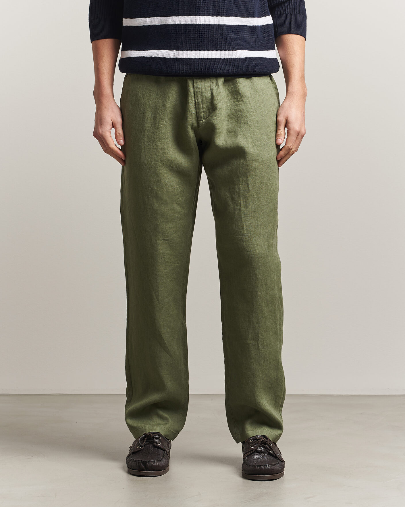 Herre | Bukser | Gant | Regular Fit Linen Drawstring Pants Dry Herb Green