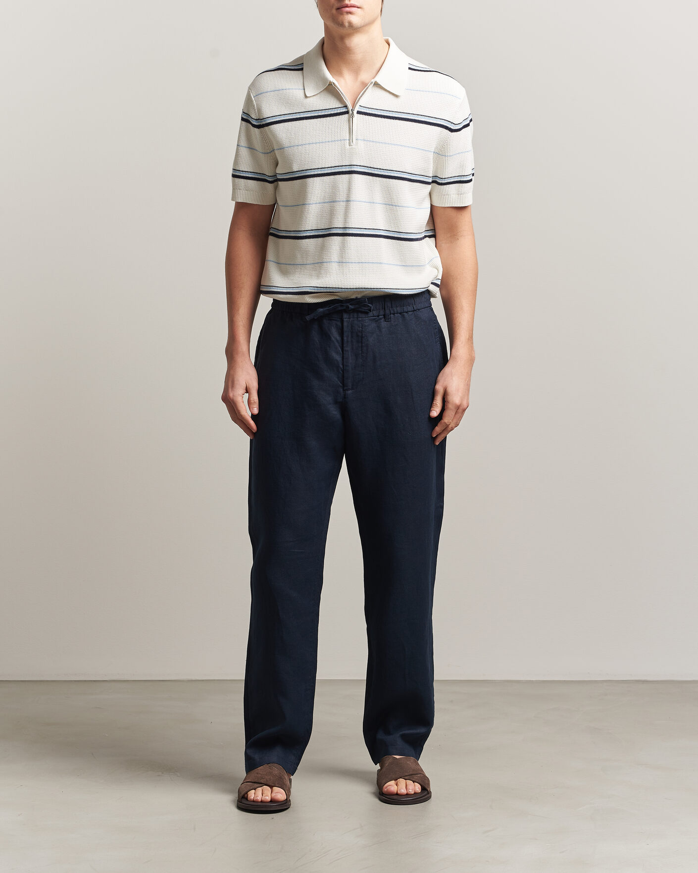 Herre | Bukser | GANT | Regular Fit Linen Drawstring Pants Evening Blue
