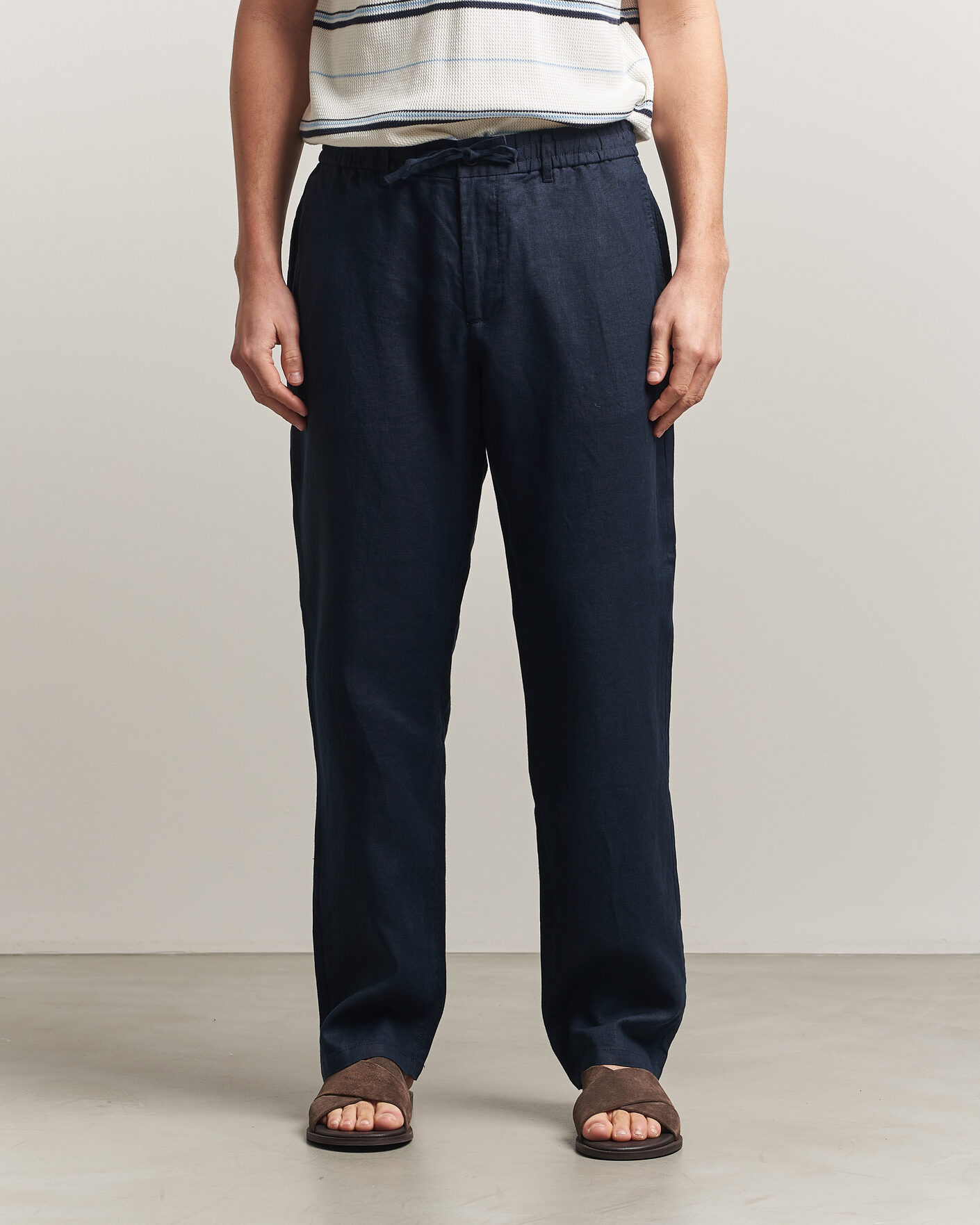 Herre | Bukser | GANT | Regular Fit Linen Drawstring Pants Evening Blue