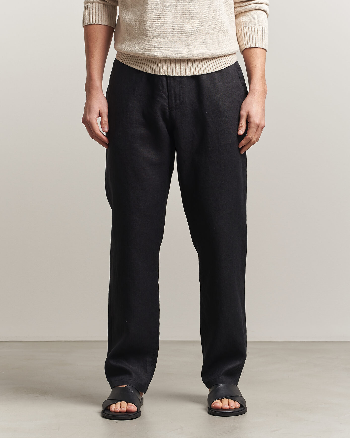 Herre | Bukser | GANT | Regular Fit Linen Drawstring Pants Black