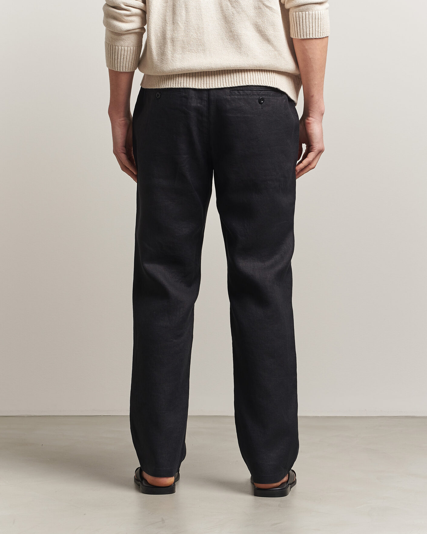 Herre | Bukser | GANT | Regular Fit Linen Drawstring Pants Black