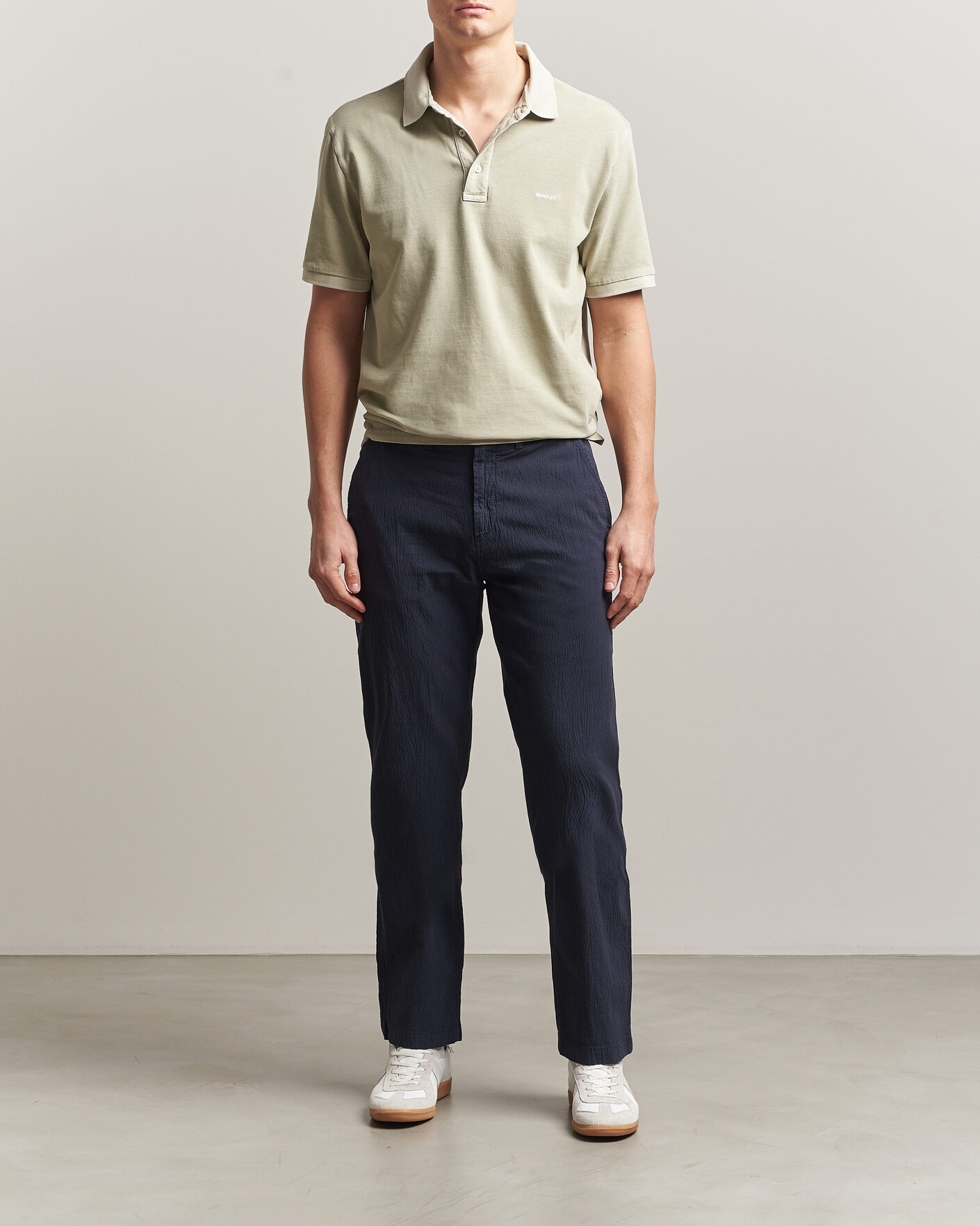 Herre | Bukser | Gant | Regular Fit Garment Dyed Seersucker Pants Evening Blue