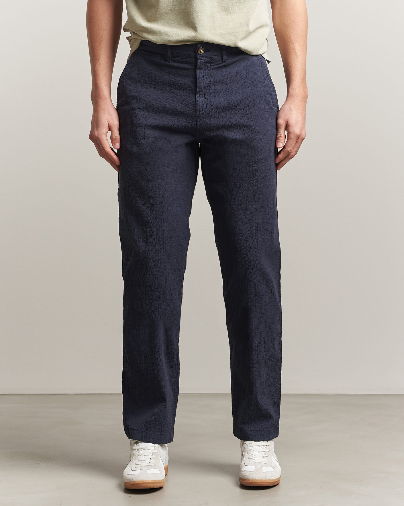 Herre | Bukser | Gant | Regular Fit Garment Dyed Seersucker Pants Evening Blue