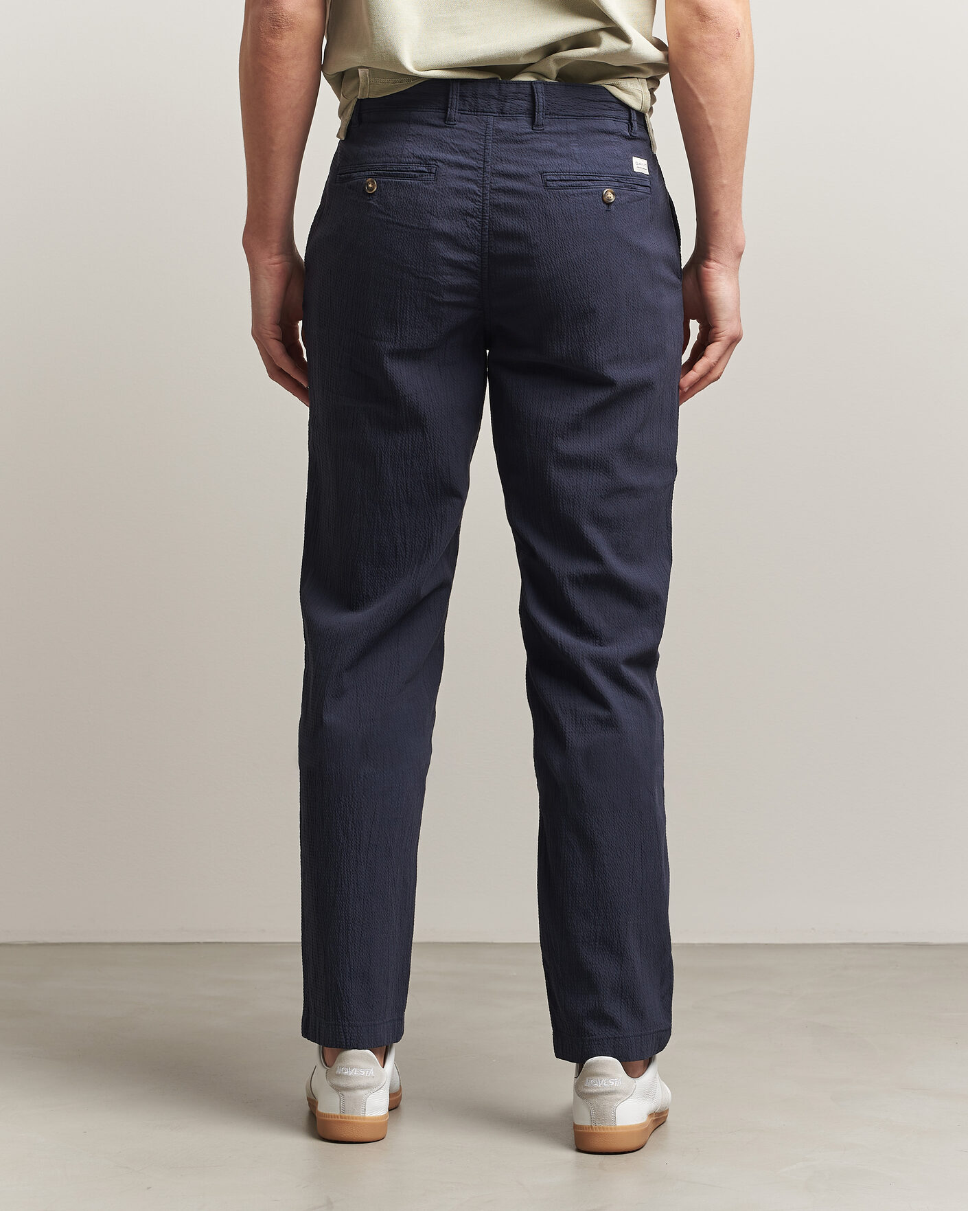 Herre | Bukser | Gant | Regular Fit Garment Dyed Seersucker Pants Evening Blue