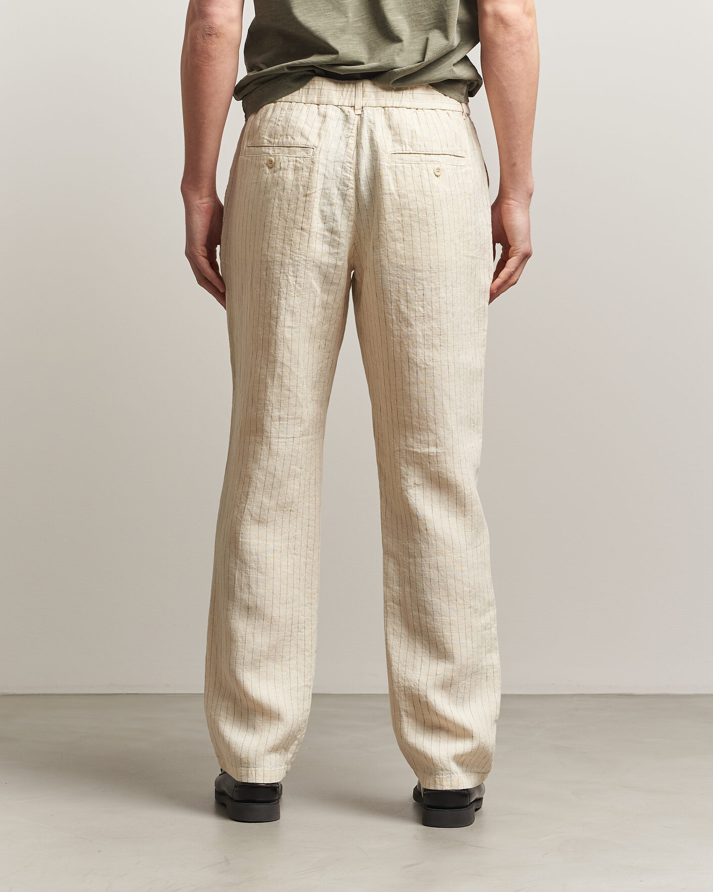 Herre | Bukser | Gant | Regular Fit Striped Linen Drawstring Pants Faded Beige