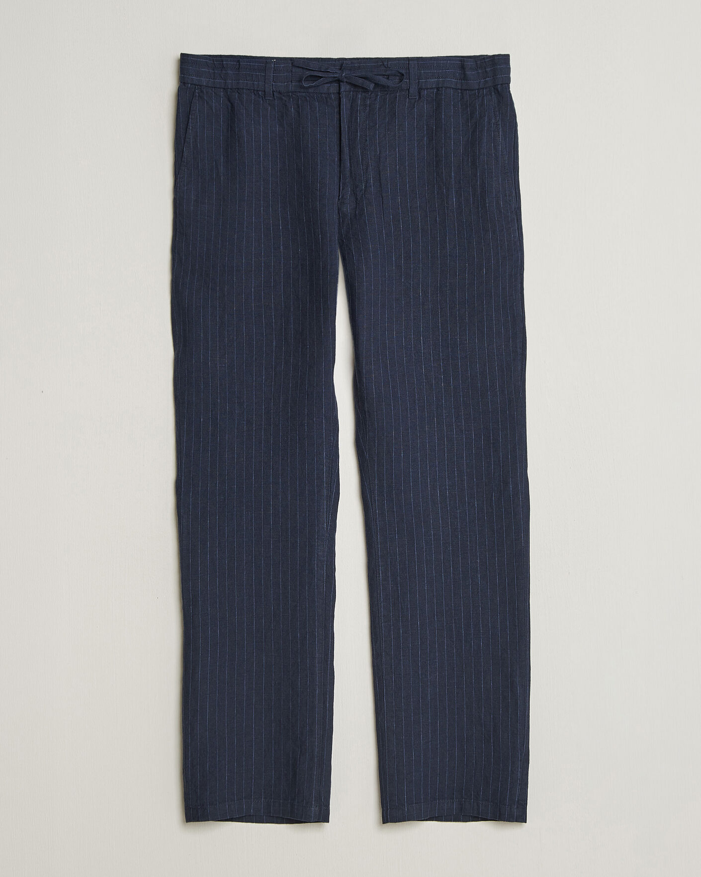 Herre | Bukser | Gant | Regular Fit Stiped Linen Drawstring Pants Evening Blue
