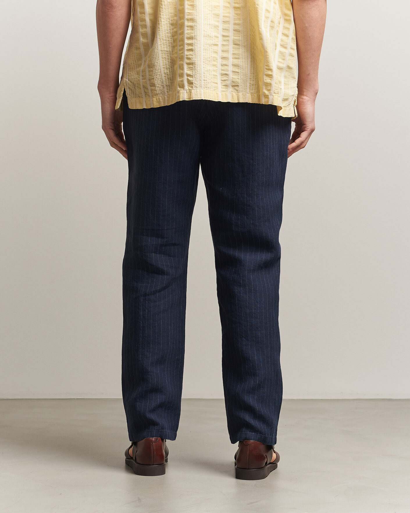 Herre | Bukser | Gant | Regular Fit Stiped Linen Drawstring Pants Evening Blue