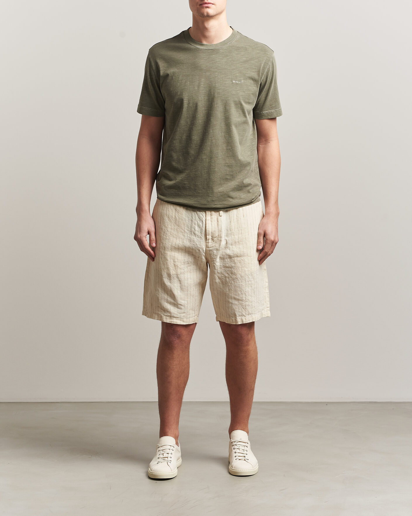 Herre | Shorts | Gant | Regular Fit Striped Linen Drawstring Shorts Faded Beige