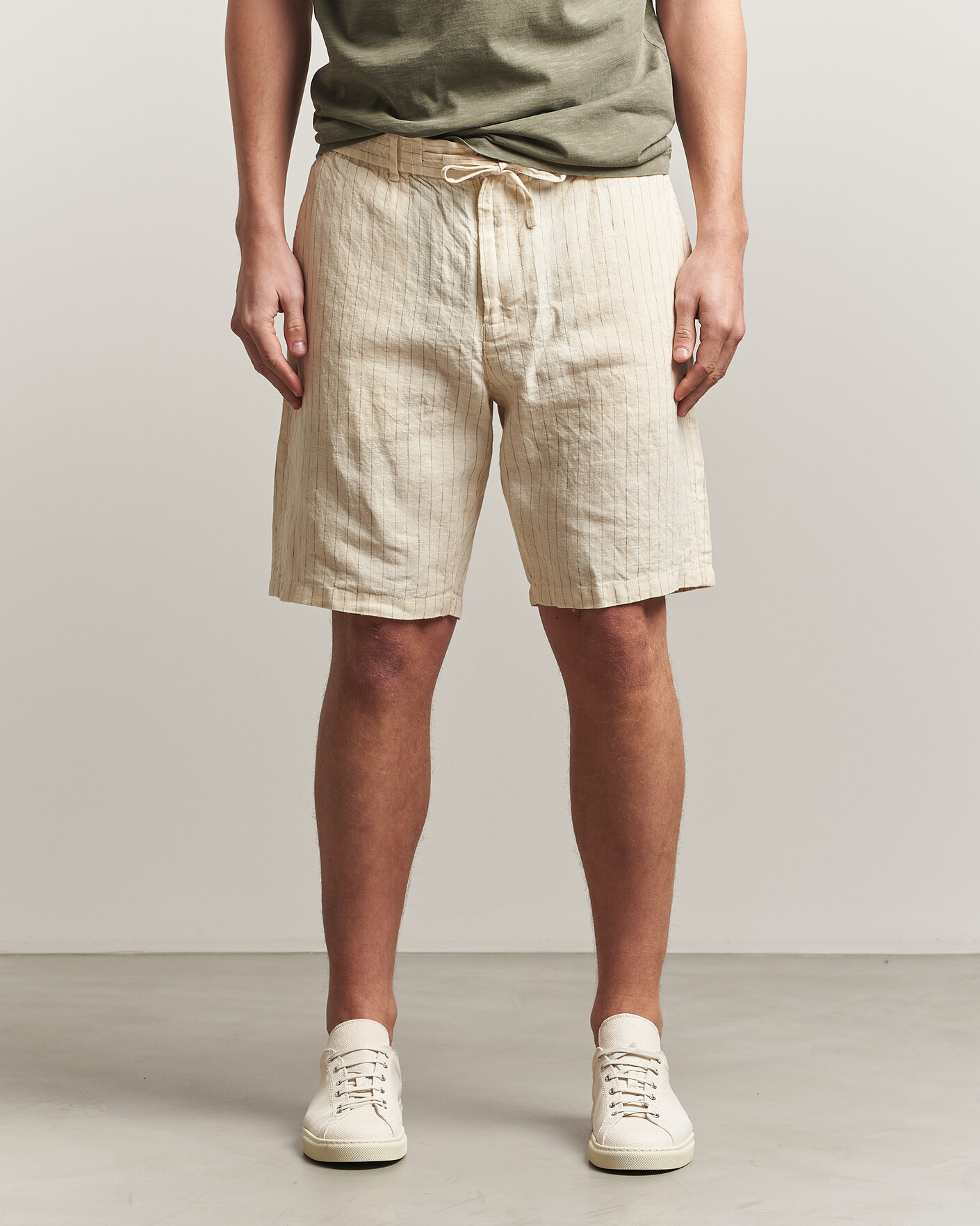Herre | Shorts | Gant | Regular Fit Striped Linen Drawstring Shorts Faded Beige