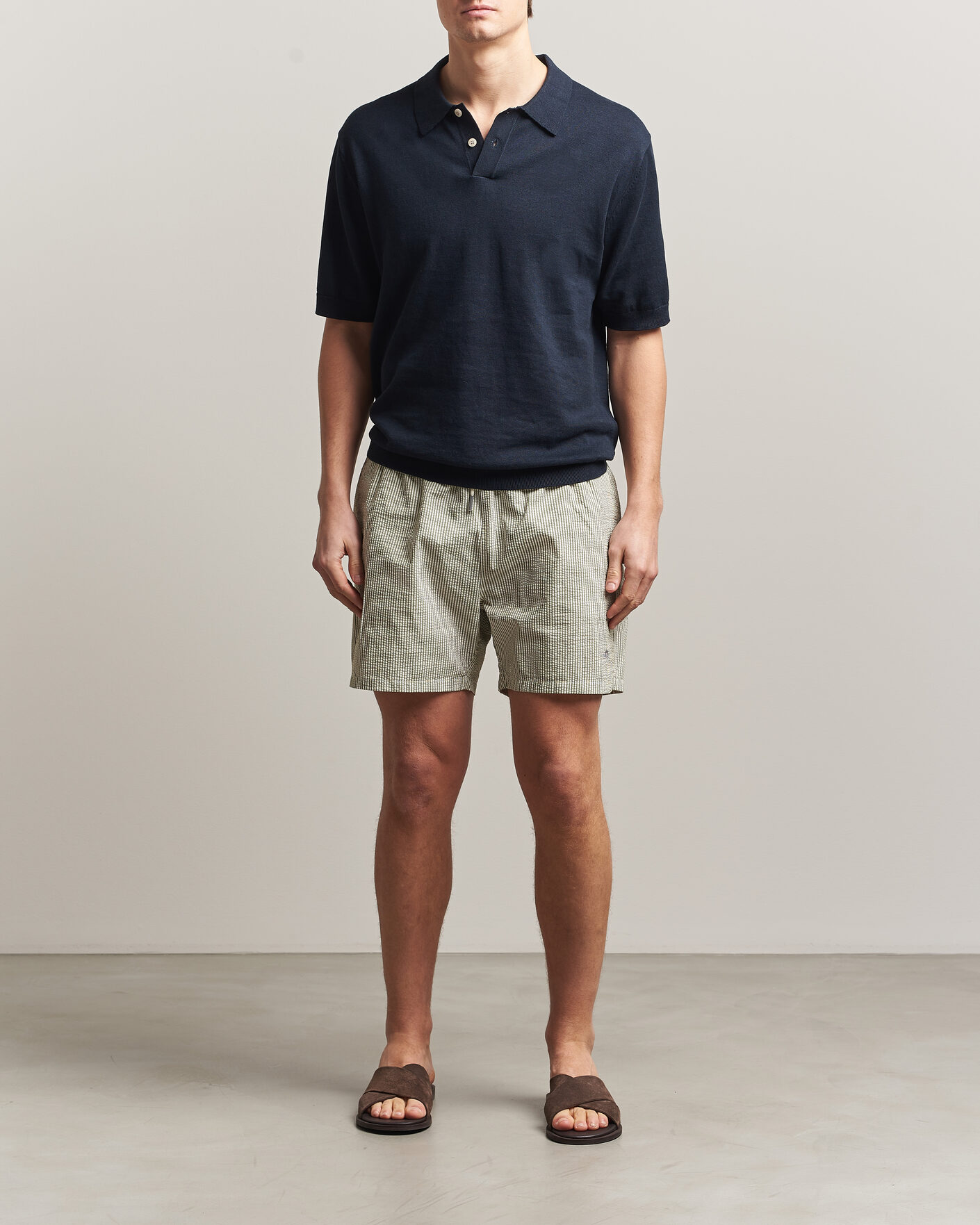 Herre | Badeshorts | Gant | Seersucker Striped Swimshorts Dry Herb Green