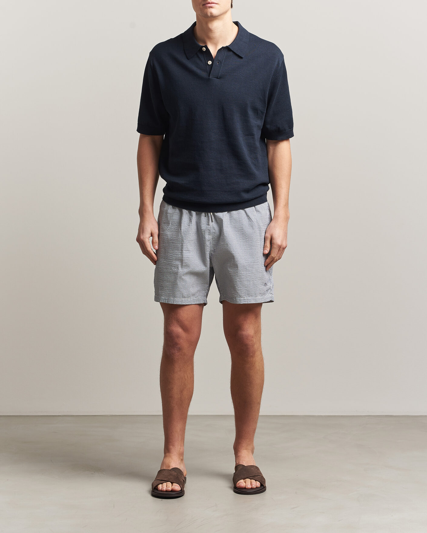 Herre | Badeshorts | GANT | Seersucker Striped Swimshorts Vintage Blue