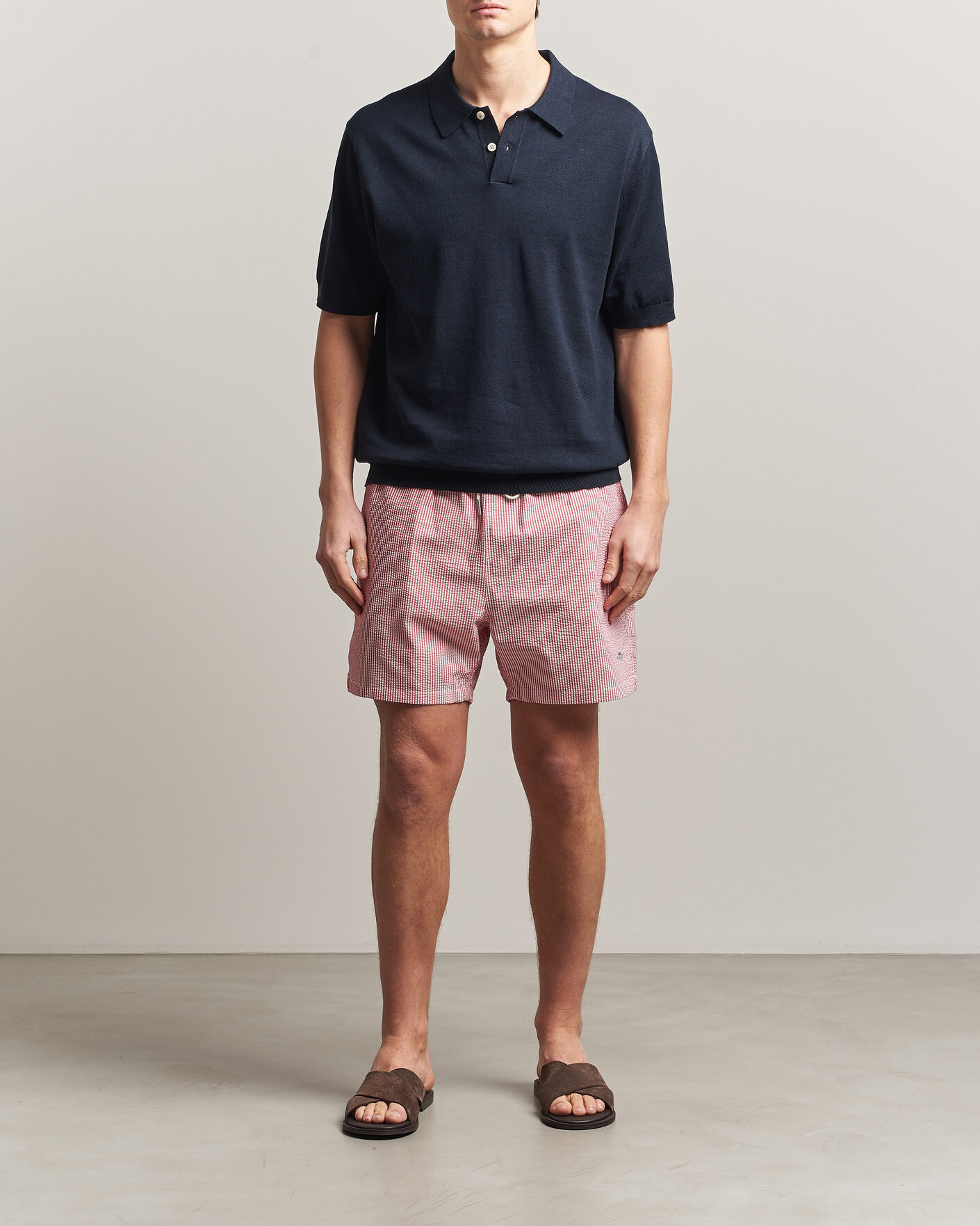 Herre | Badeshorts | GANT | Seersucker Striped Swimshorts Rose Red