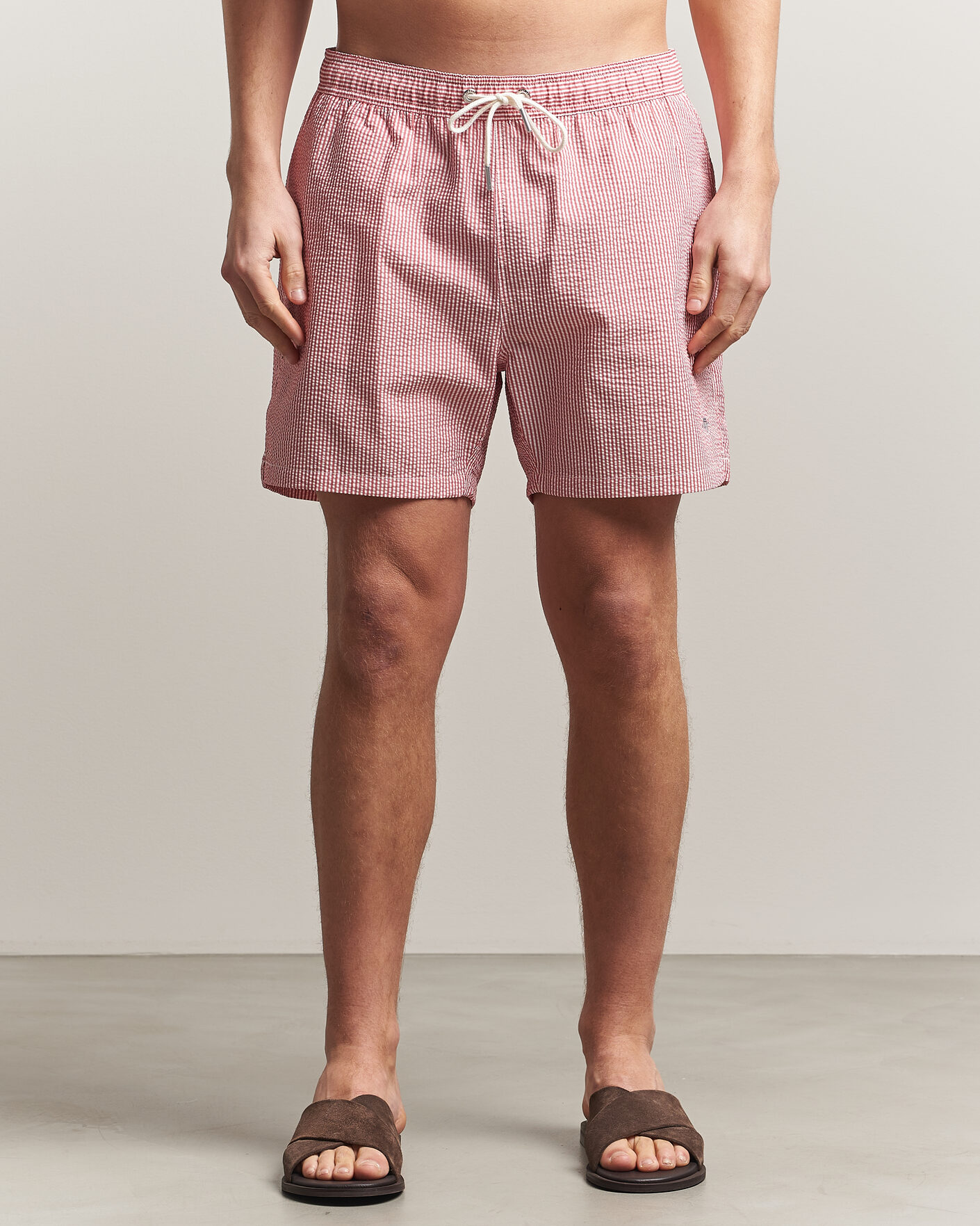 Herre | Badeshorts | GANT | Seersucker Striped Swimshorts Rose Red
