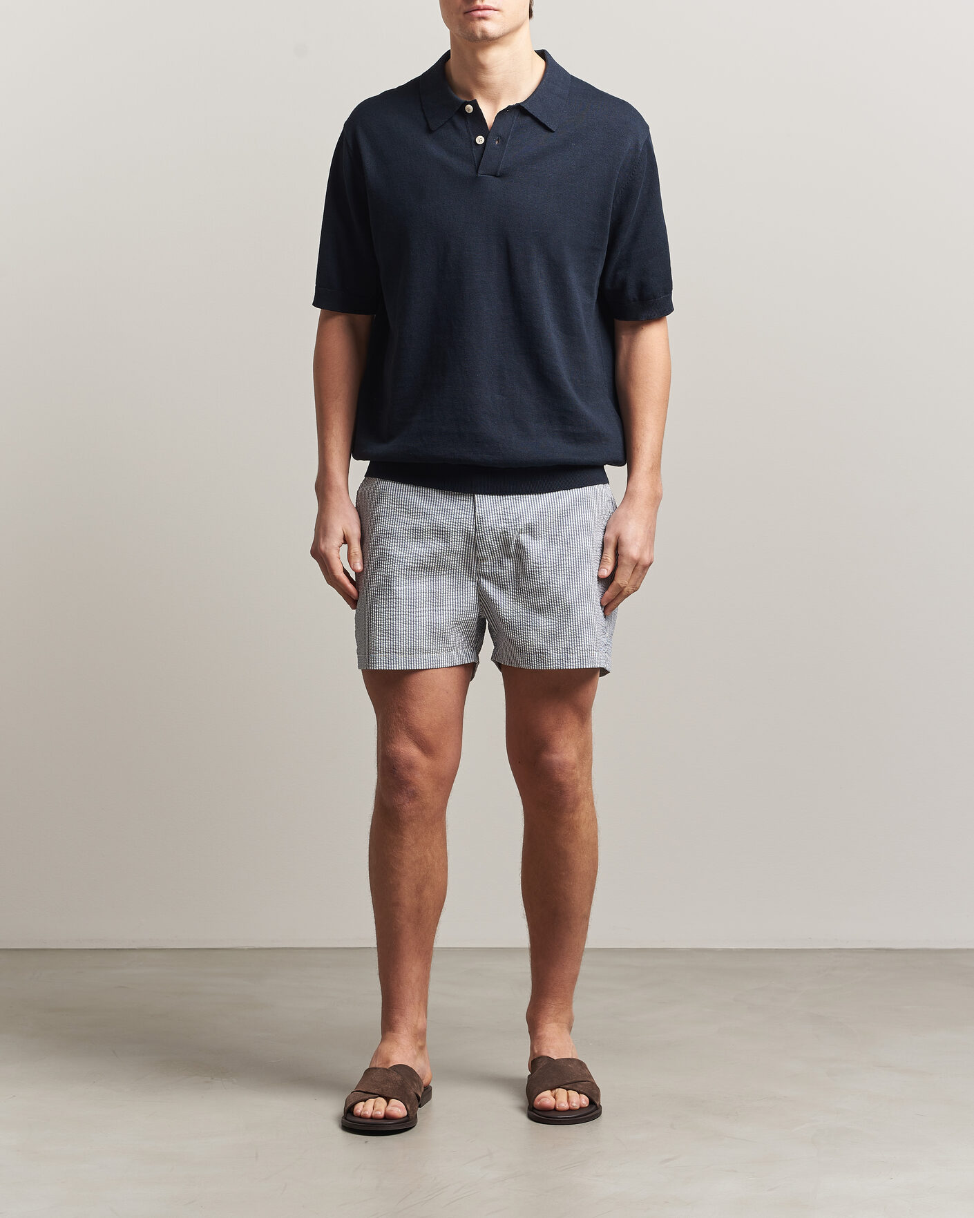 Herre | Badeshorts | Gant | Fitted Seersucker Swimshorts Vintage Blue