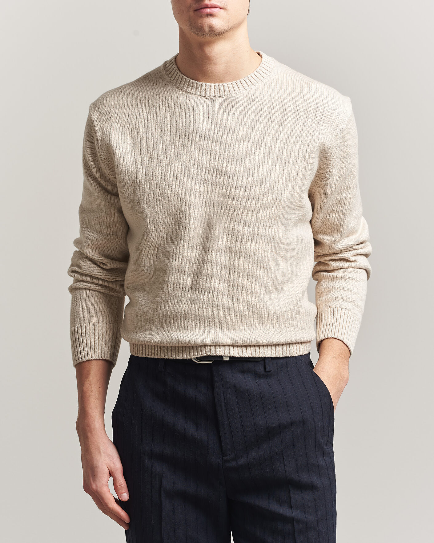 Herre | Gensere | Gant | Cotton/Cashmere Knitted Sweater Seed Melange