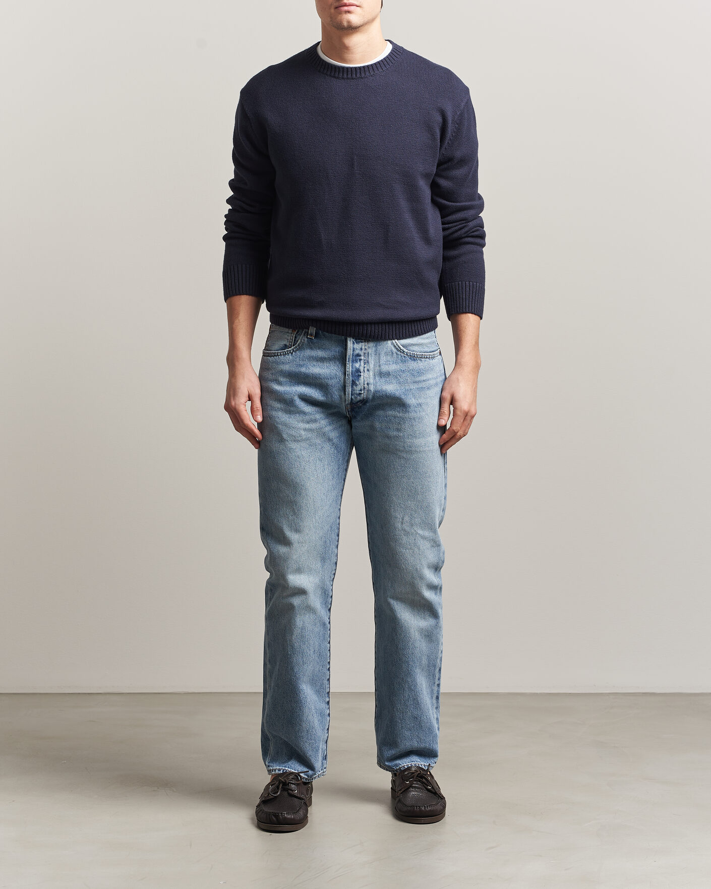 Herre | Gensere | Gant | Cotton/Cashmere Knitted Sweater Evening Blue