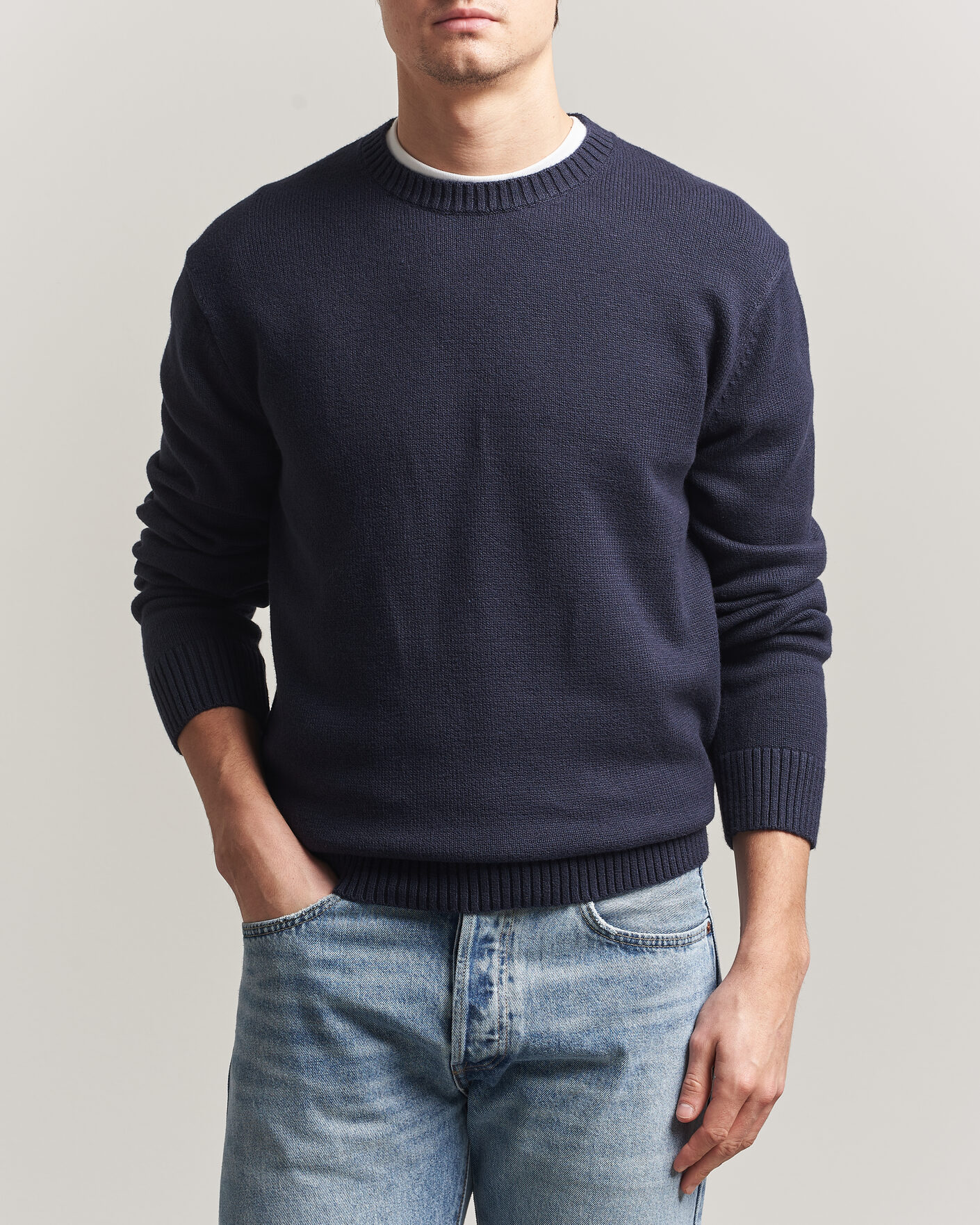 Herre | Gensere | Gant | Cotton/Cashmere Knitted Sweater Evening Blue
