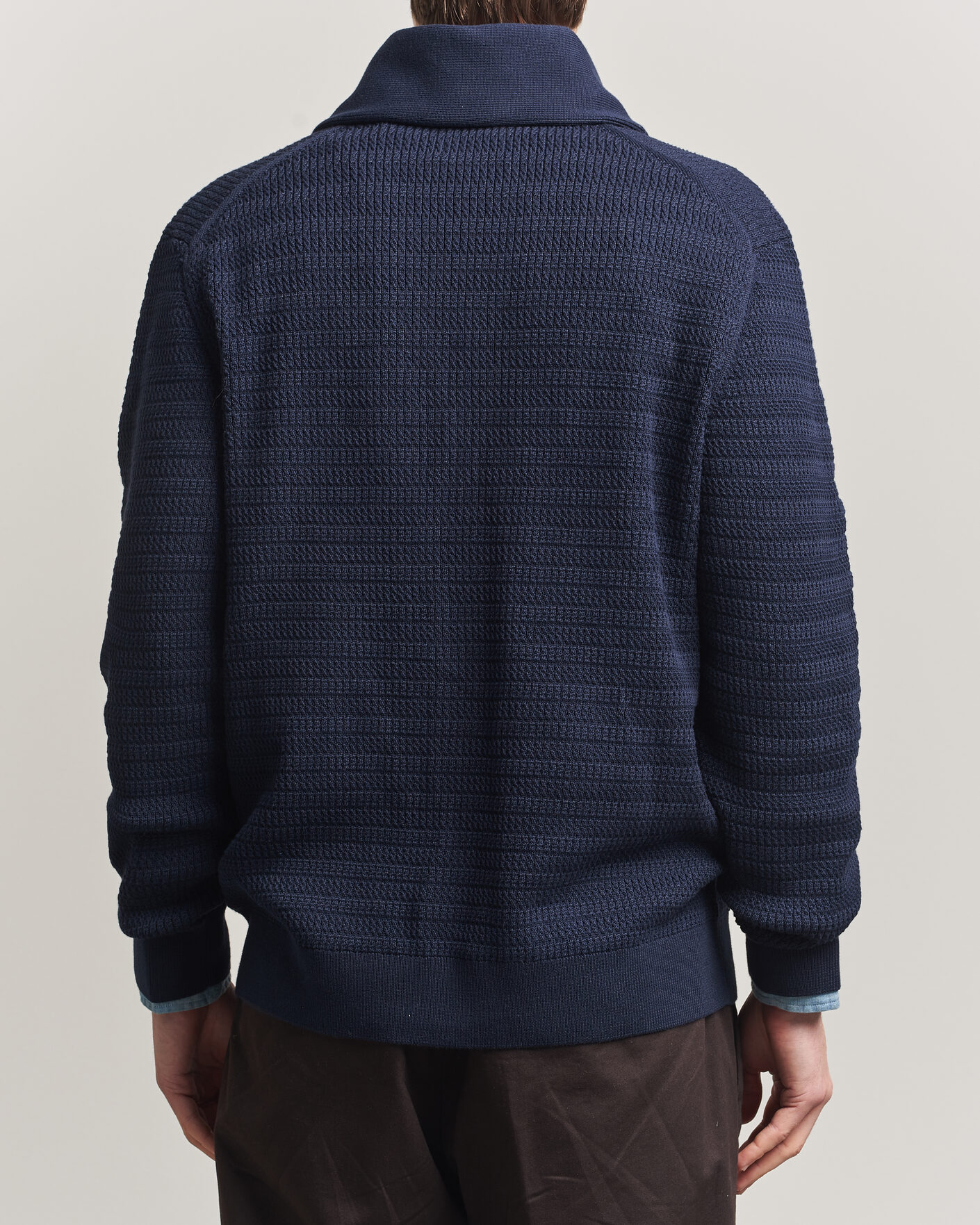 Herre | Gensere | Gant | Heavy Knitted Shawl Collar Cardigan Evening Blue