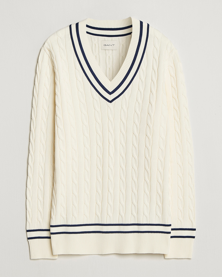 Herre | Gensere | GANT | Cotton Cable Cricket Sweater Cream