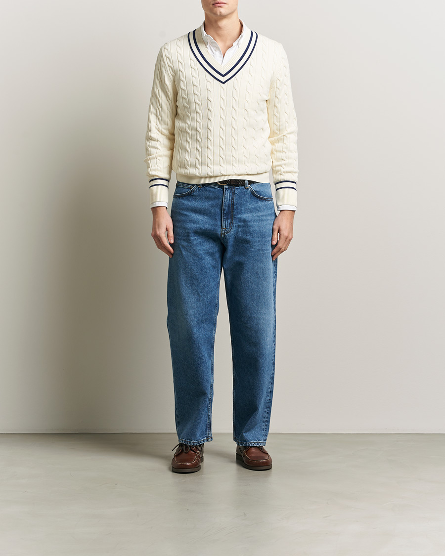 Herre | Gensere | GANT | Cotton Cable Cricket Sweater Cream