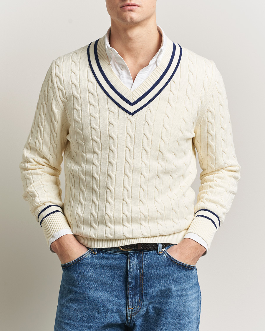 Herre | Gensere | GANT | Cotton Cable Cricket Sweater Cream