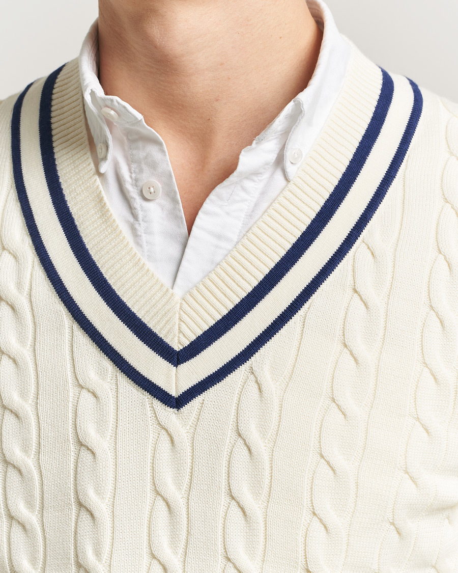 Herre | Gensere | GANT | Cotton Cable Cricket Sweater Cream