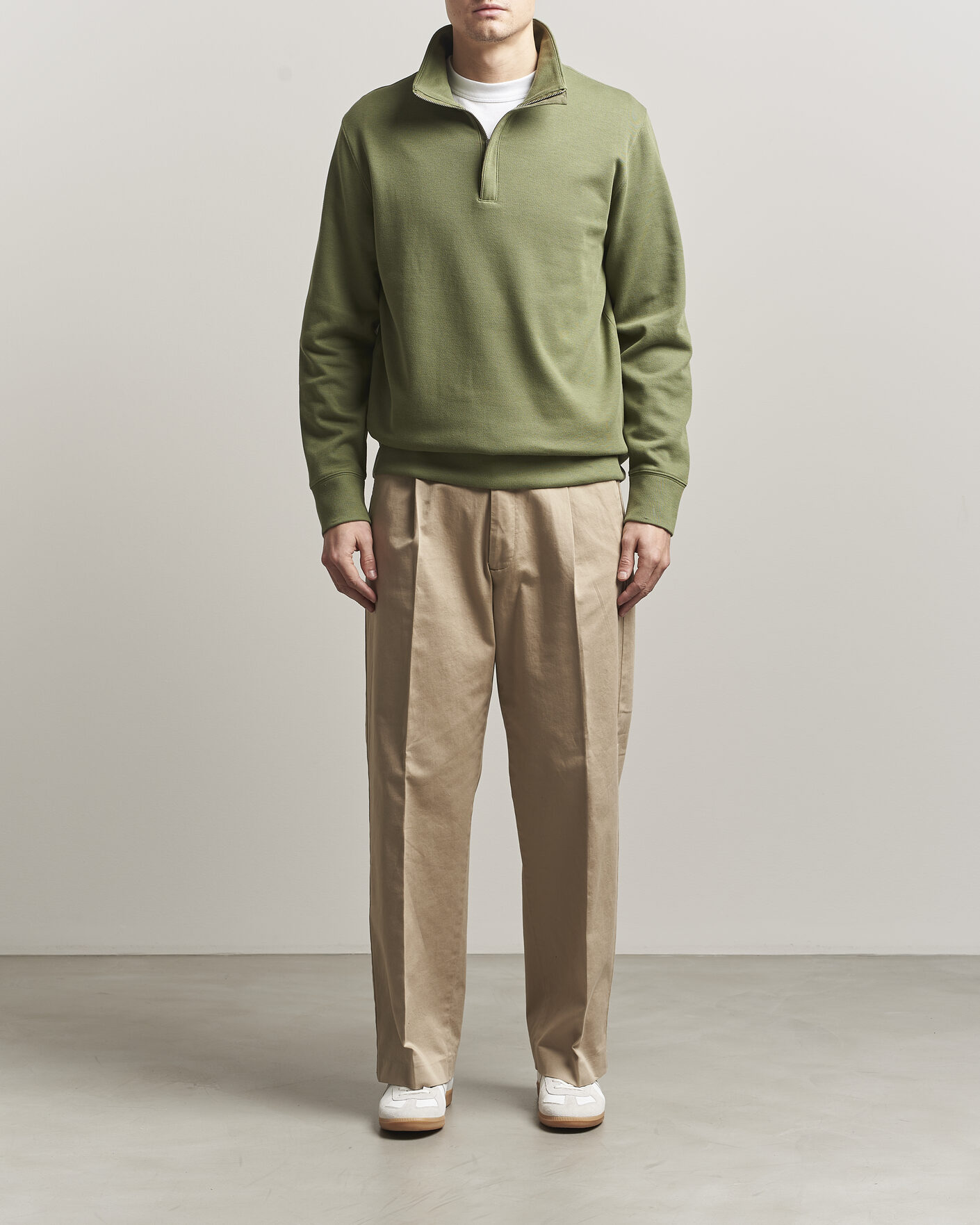 Herre | Gensere | Gant | Light Sacker Rib Half Zip Dry Herb Green