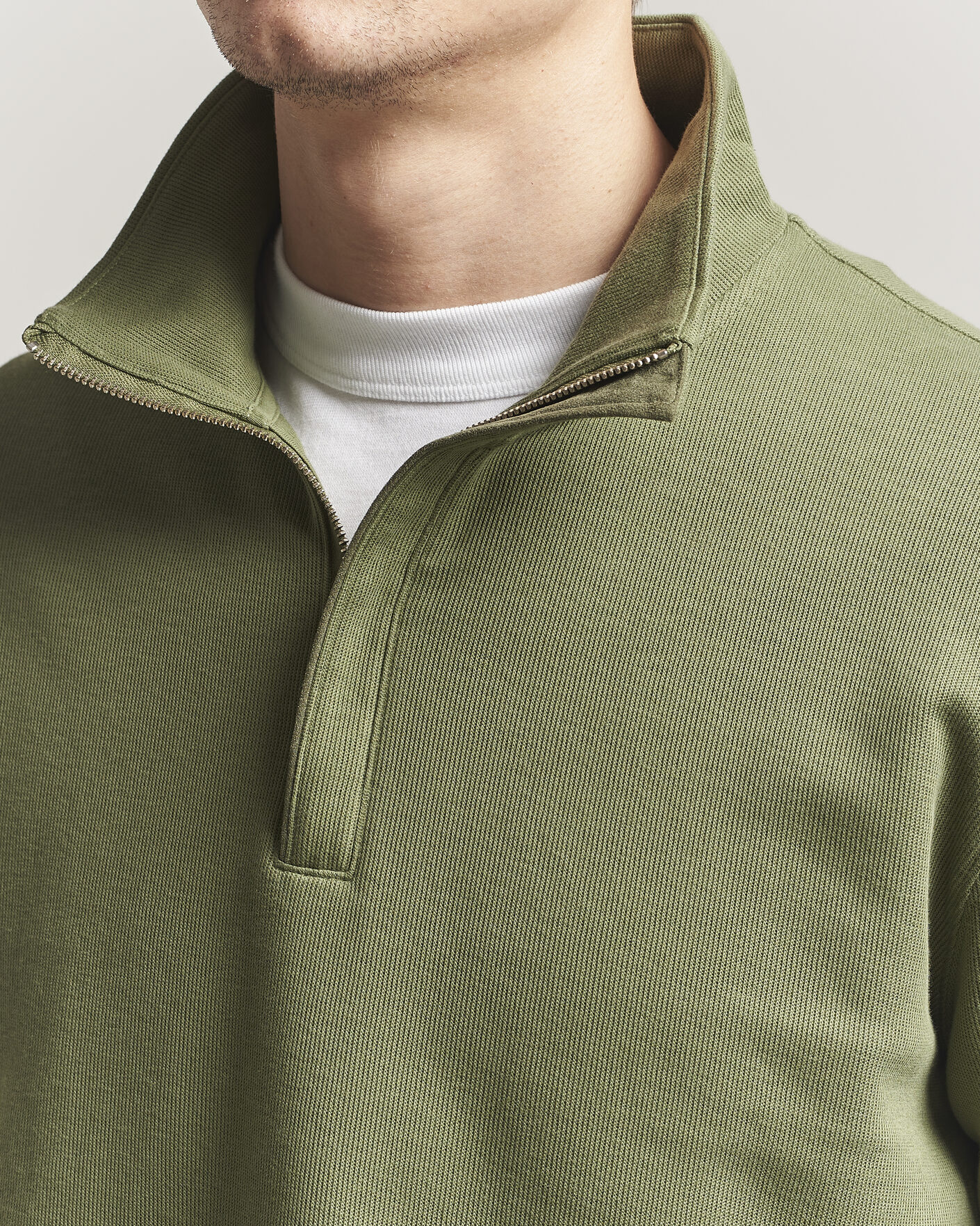 Herre | Gensere | GANT | Light Sacker Rib Half Zip Dry Herb Green
