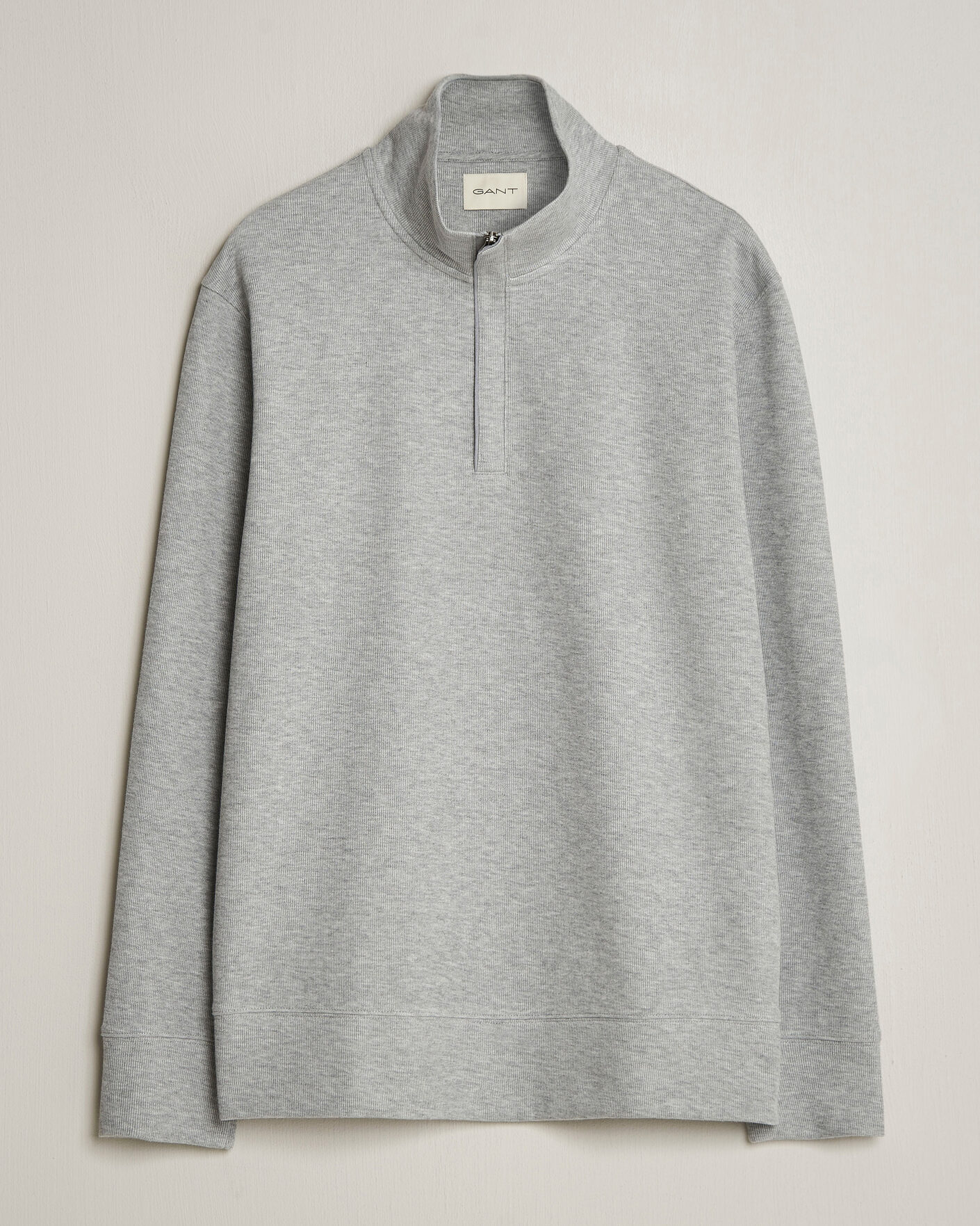 Herre | Gensere | GANT | Light Sacker Rib Half Zip Grey Melange