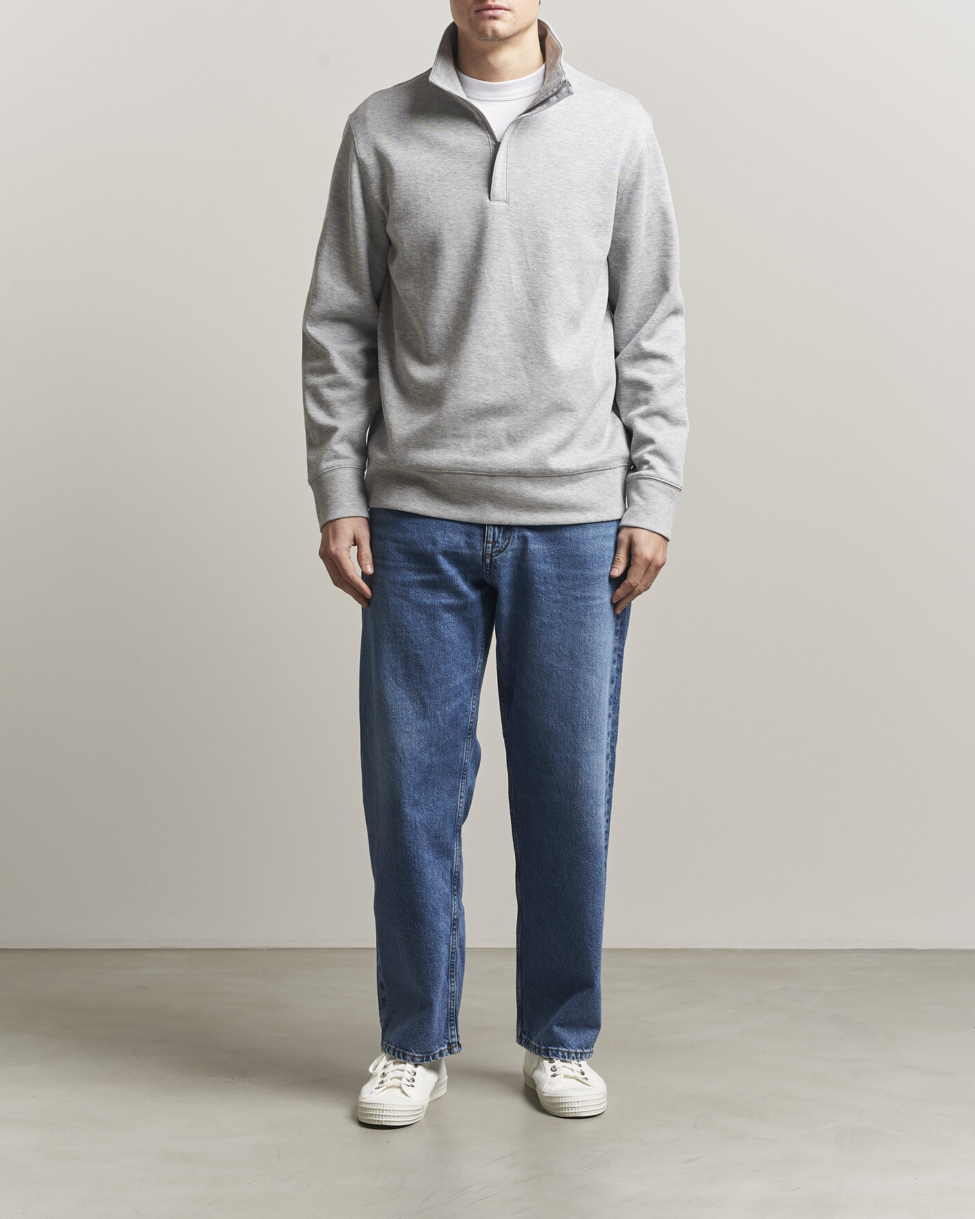 Herre | Gensere | Gant | Light Sacker Rib Half Zip Grey Melange
