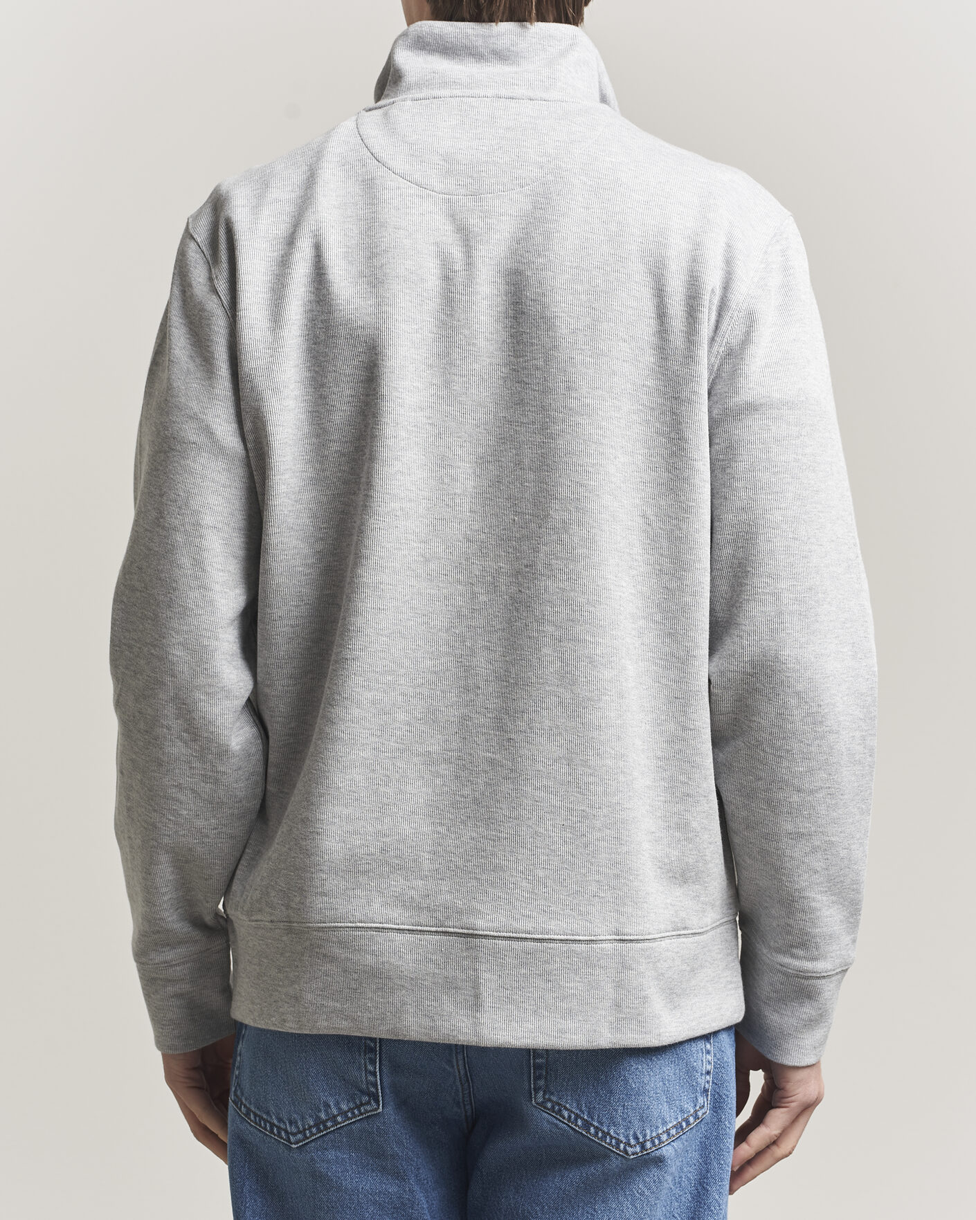 Herre | Gensere | Gant | Light Sacker Rib Half Zip Grey Melange