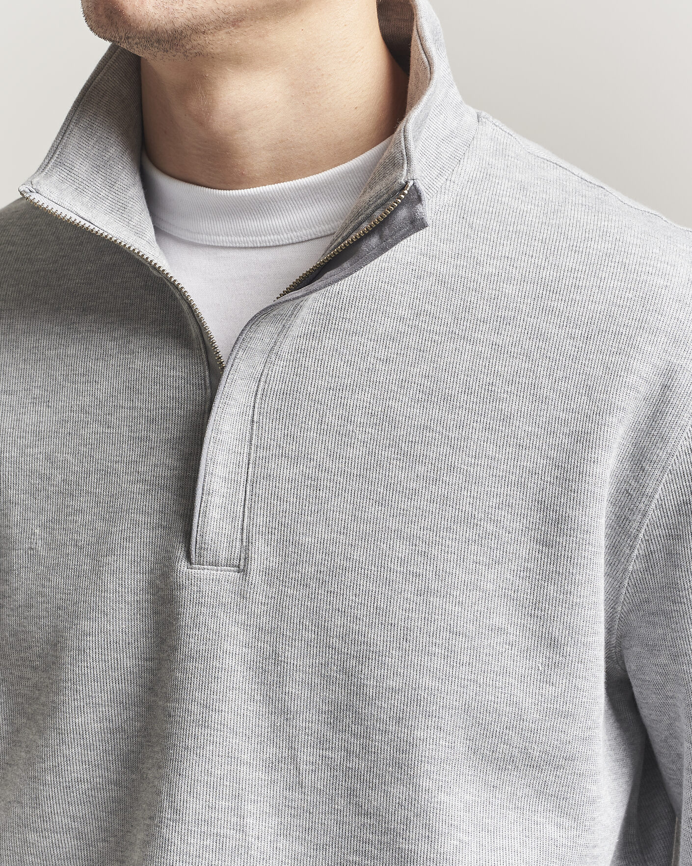 Herre | Gensere | Gant | Light Sacker Rib Half Zip Grey Melange