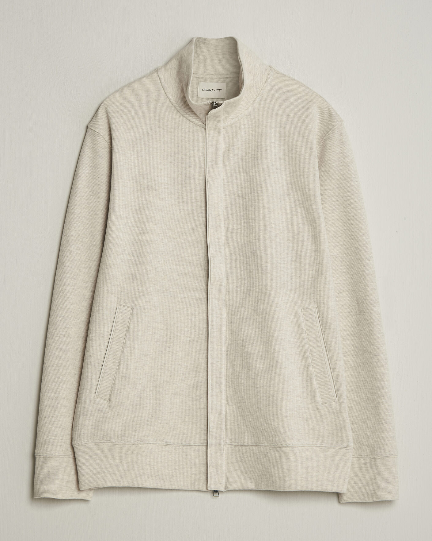 Herre | Gensere | GANT | Light Sacker Rib Full Zip Seed Melange