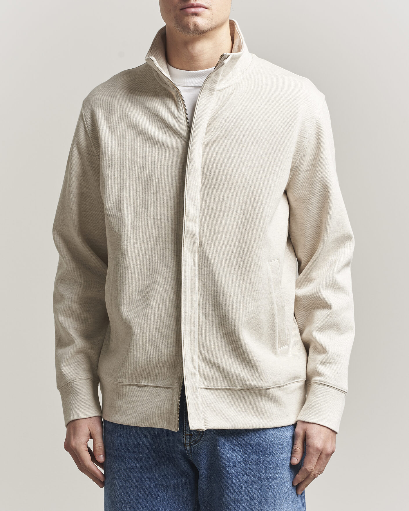 Herre | Gensere | GANT | Light Sacker Rib Full Zip Seed Melange