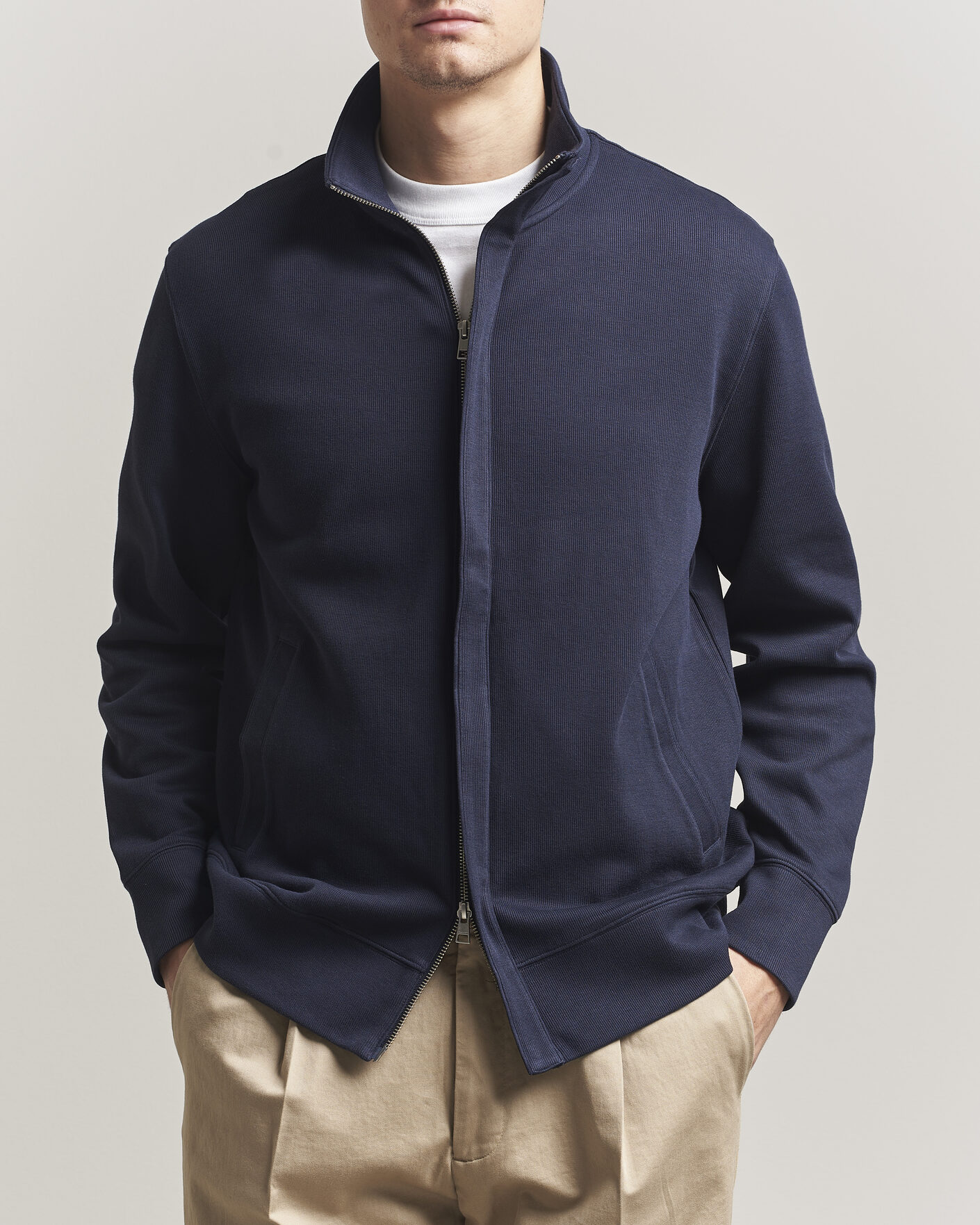 Herre | Gensere | Gant | Light Sacker Rib Full Zip Evening Blue