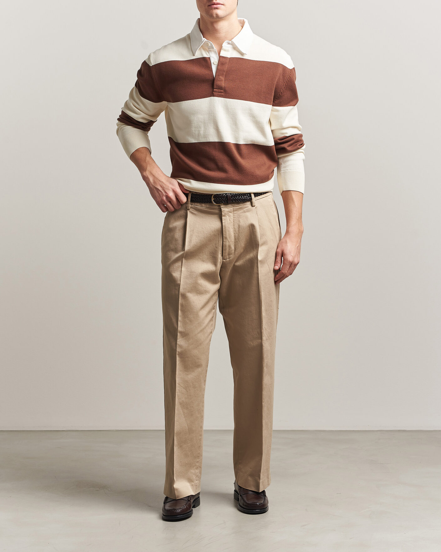 Herre | Gensere | GANT | Barstriped Knitted Rugger Cream/Brown