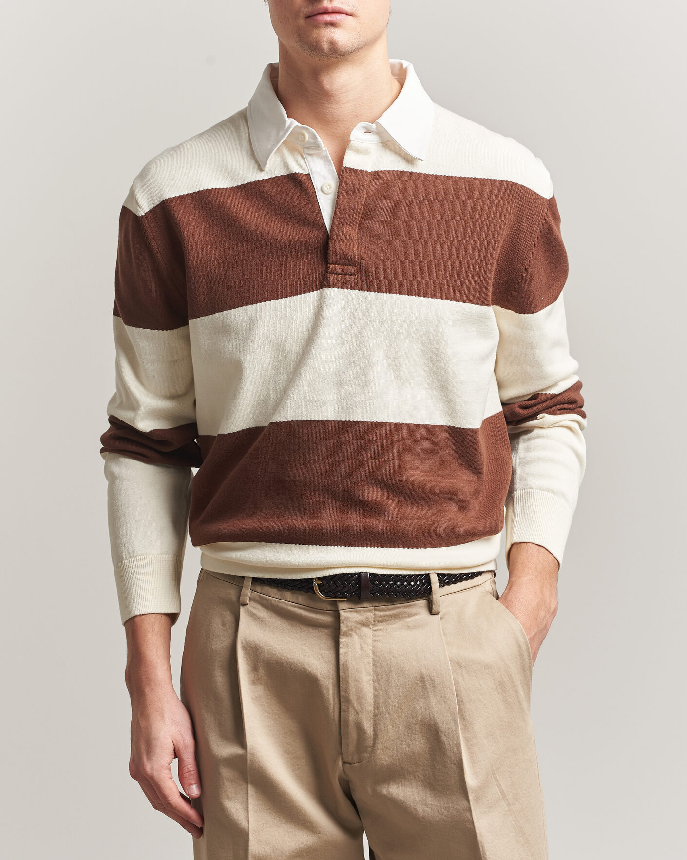 Herre | Gensere | Gant | Barstriped Knitted Rugger Cream/Brown