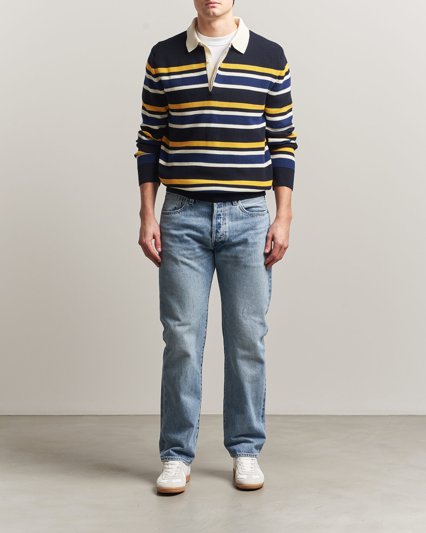 Herre | Gensere | Gant | Multisptriped Knitted Rugger Evening Blue