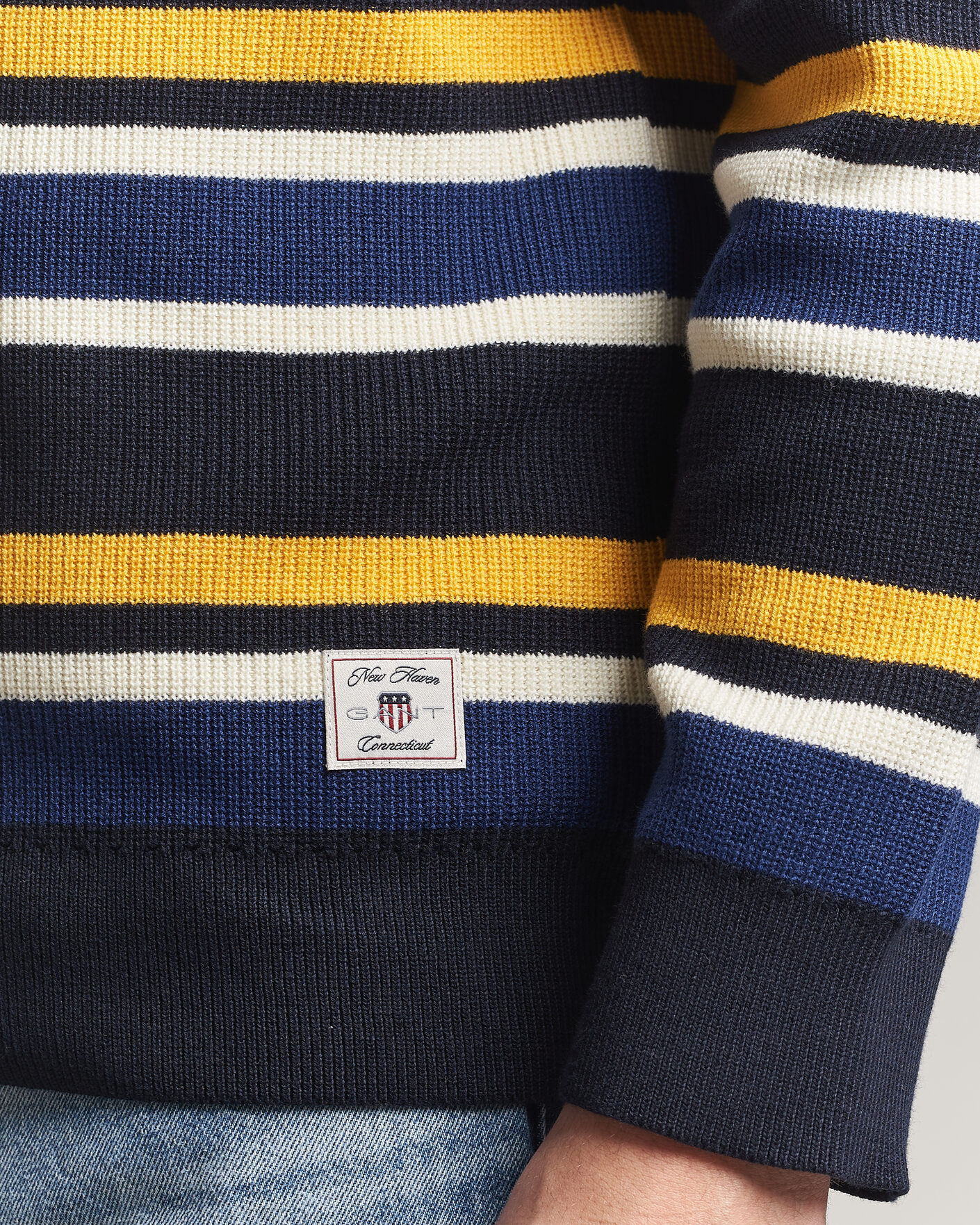 Herre | Gensere | Gant | Multisptriped Knitted Rugger Evening Blue