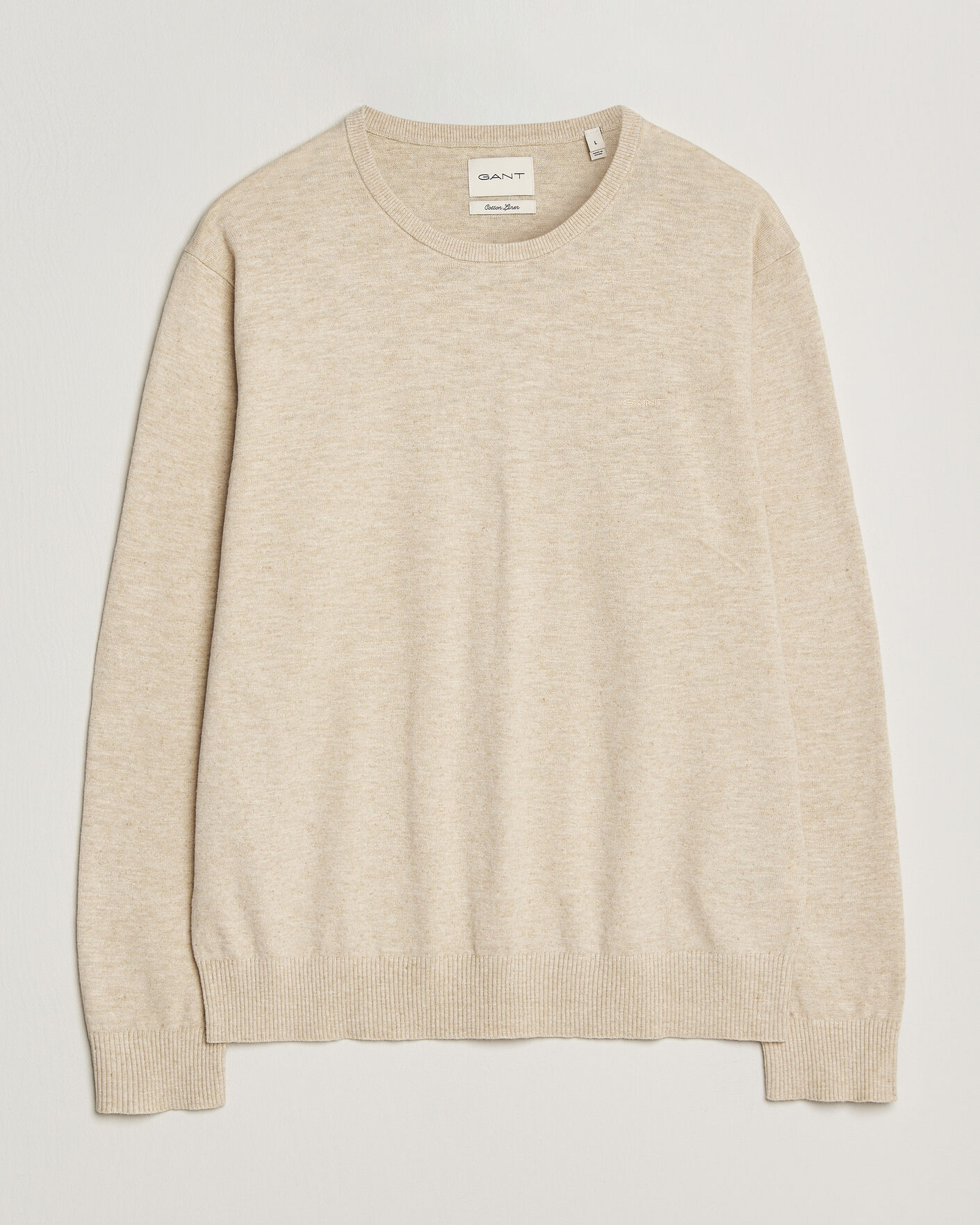Herre | Gensere | Gant | Cotton/Linen Slub Knitted Sweater Seed Melange