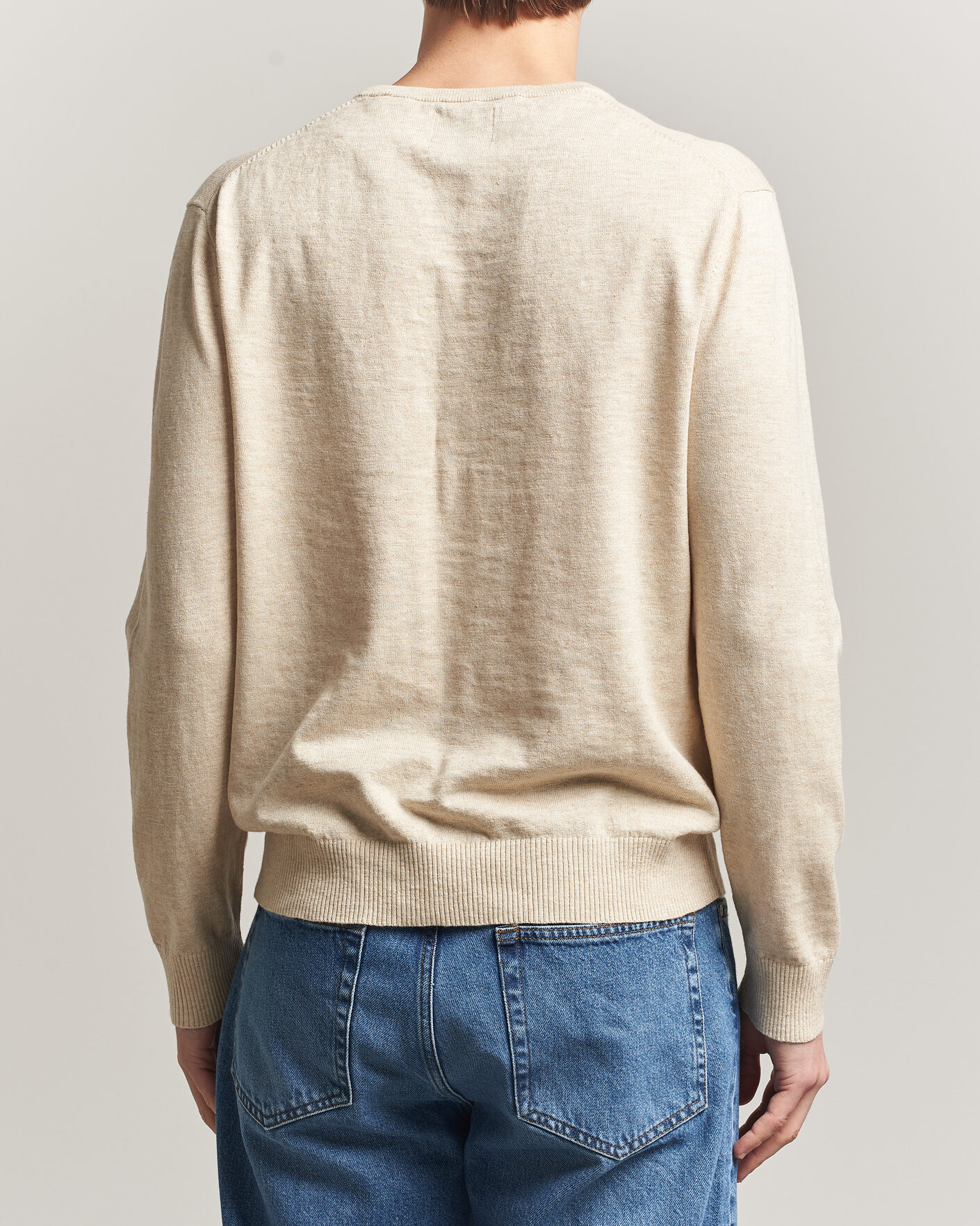 Herre | Gensere | Gant | Cotton/Linen Slub Knitted Sweater Seed Melange