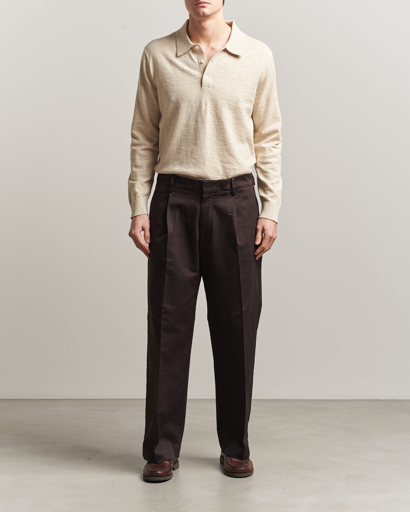 Herre | Gensere | Gant | Cotton/Linen Slub Knitted Polo Seed Melange