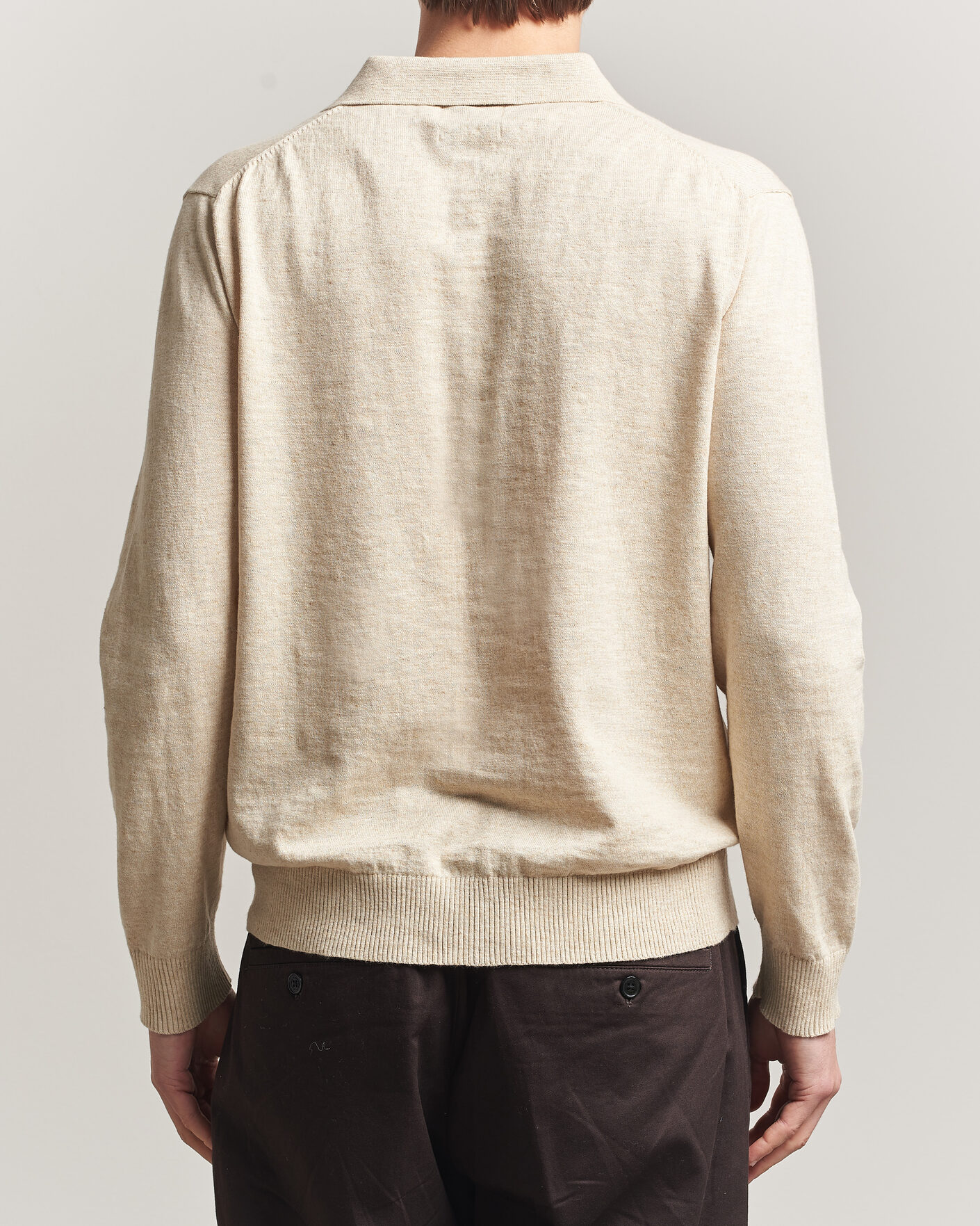Herre | Gensere | Gant | Cotton/Linen Slub Knitted Polo Seed Melange