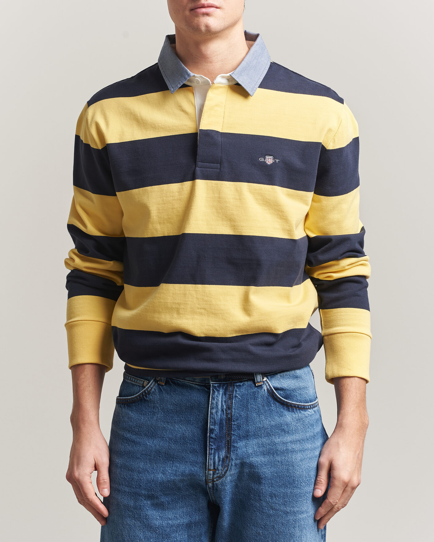 Herre | Gensere | Gant | Chambray Striped Heavy Rugger Banana Yellow