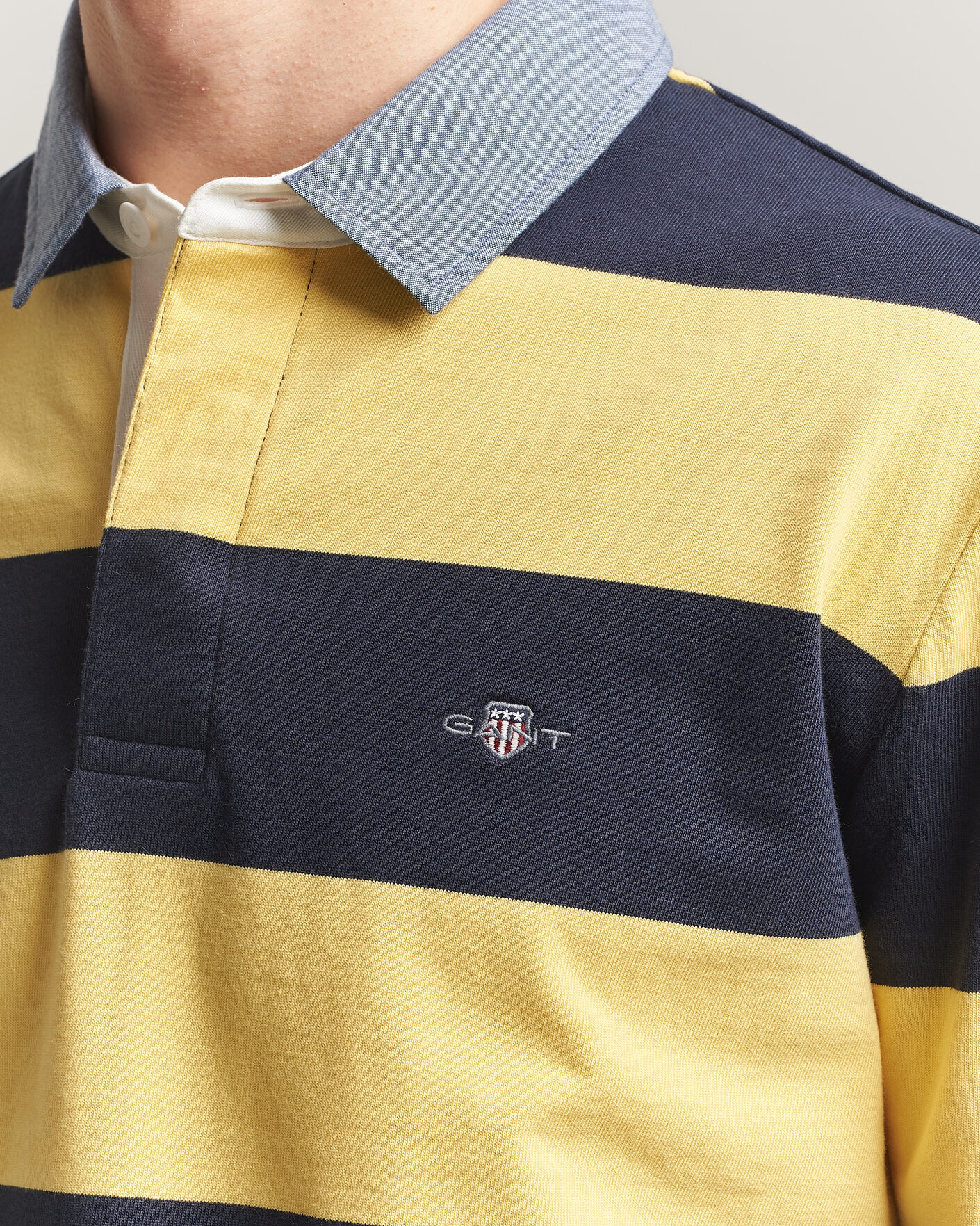 Herre | Gensere | Gant | Chambray Striped Heavy Rugger Banana Yellow